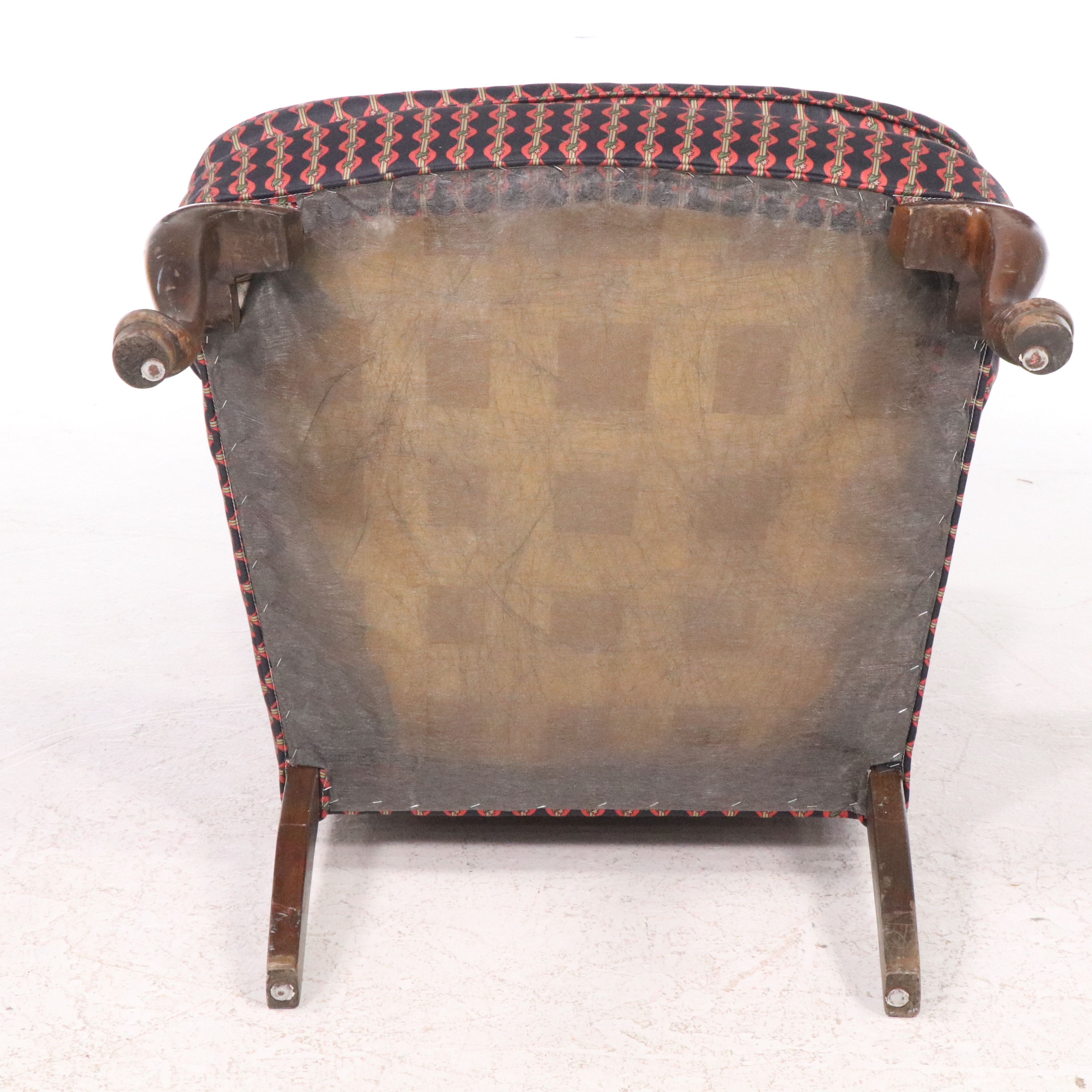 Queen Anne Style Wingback Arm Chair with Fifth Avenue Designs Upholstery