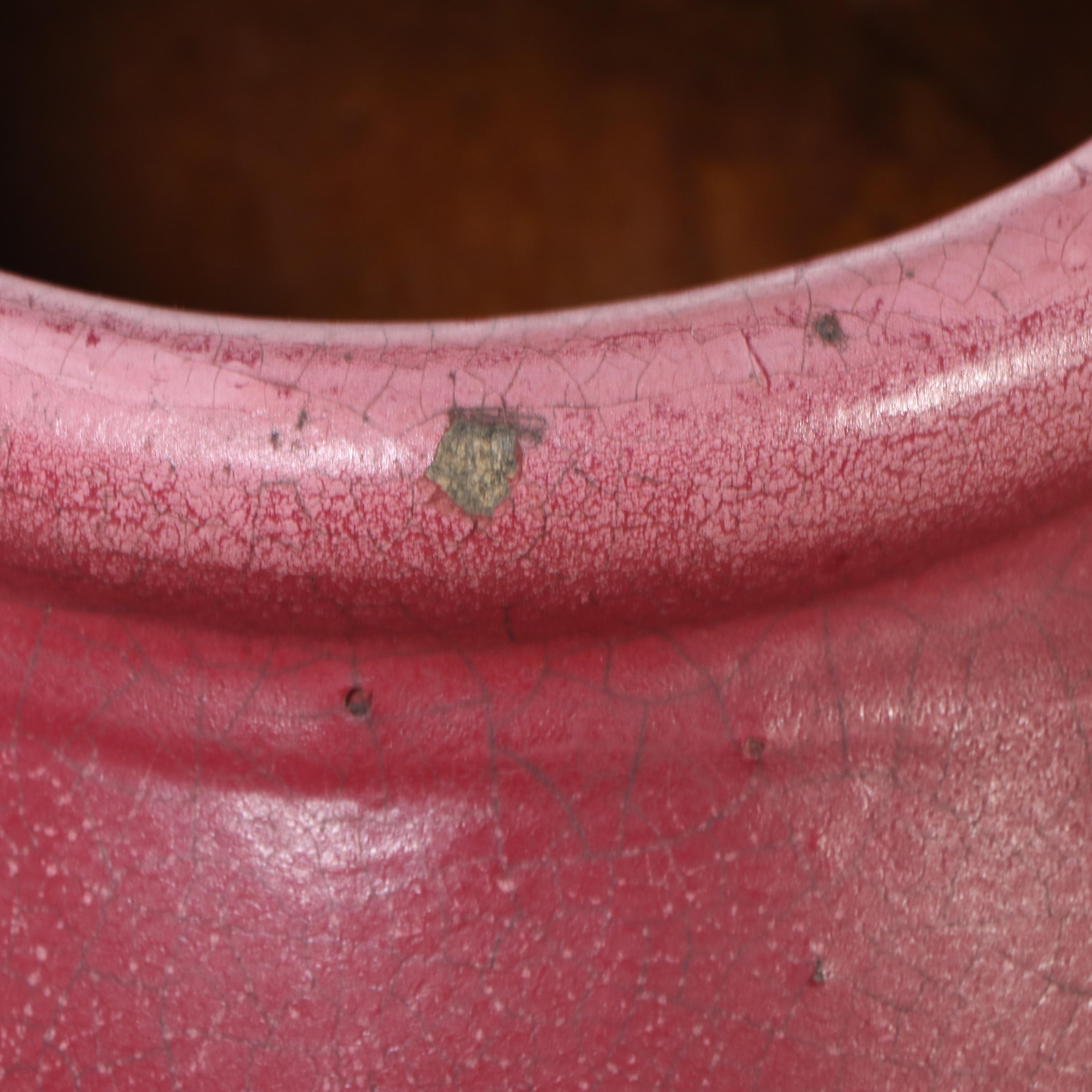Pair of 2'2 Red Glazed Art Pottery Floor Vases, Early 20th Century