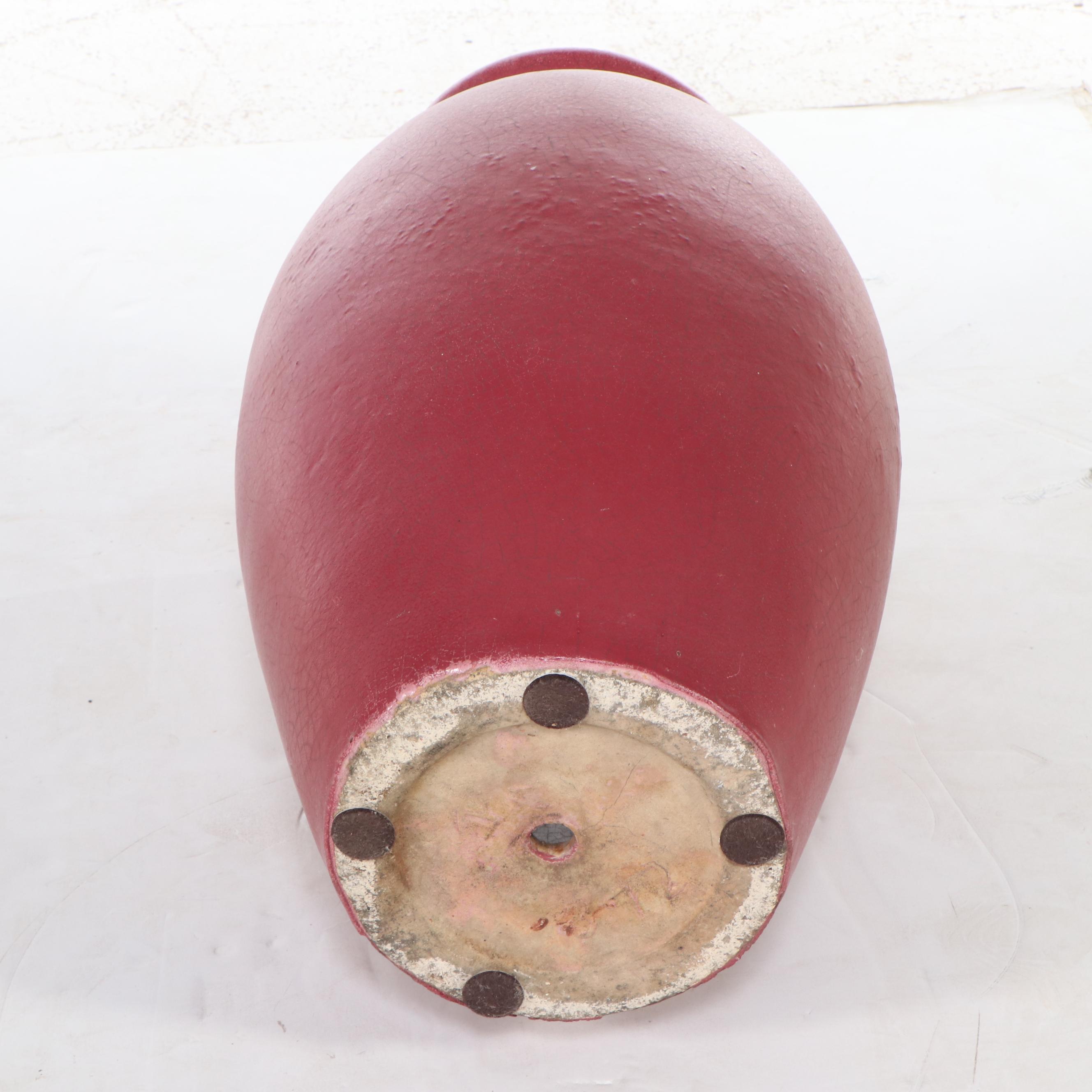 Pair of 2'2 Red Glazed Art Pottery Floor Vases, Early 20th Century