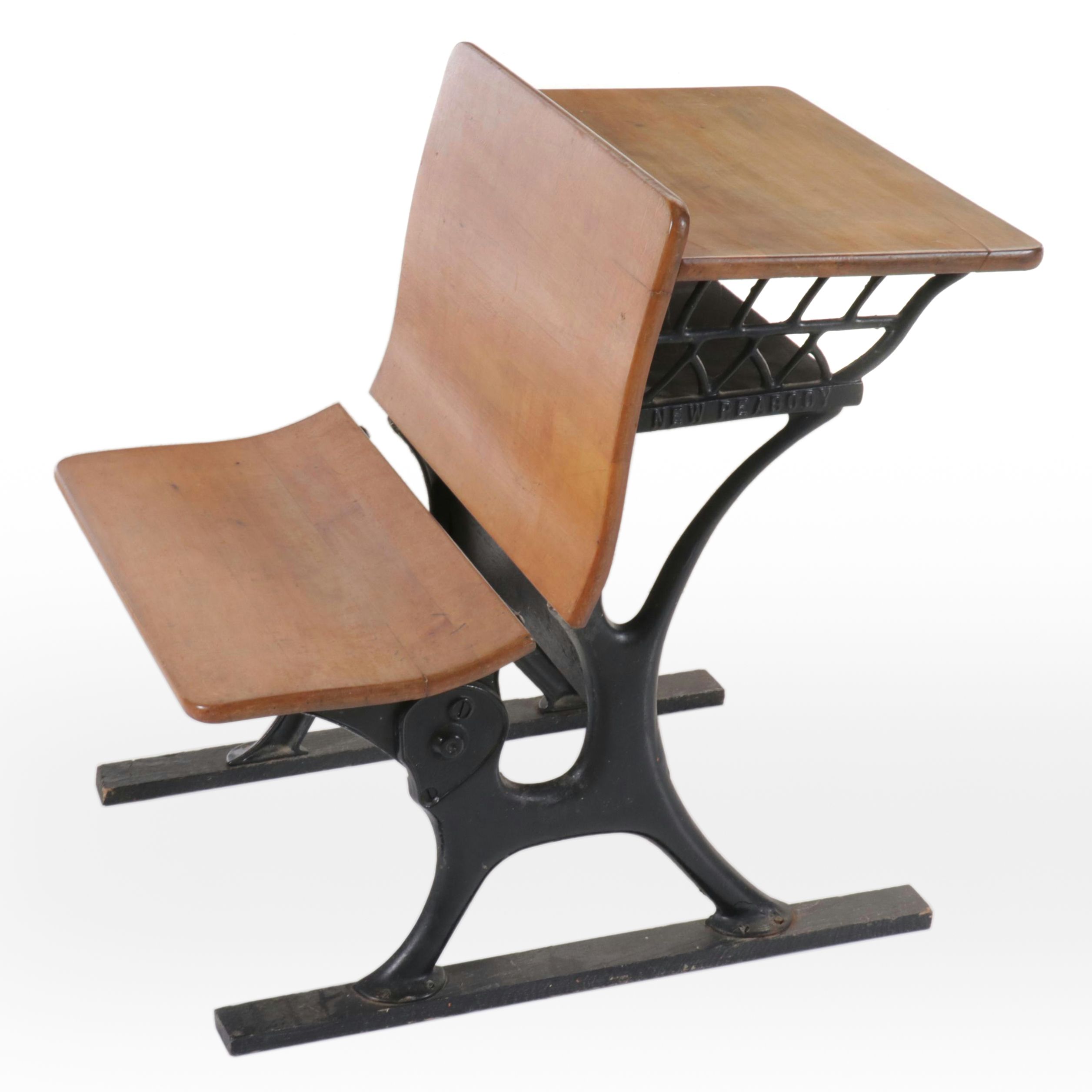 New Peabody Cast Iron and Wood School Desk, 20th Century