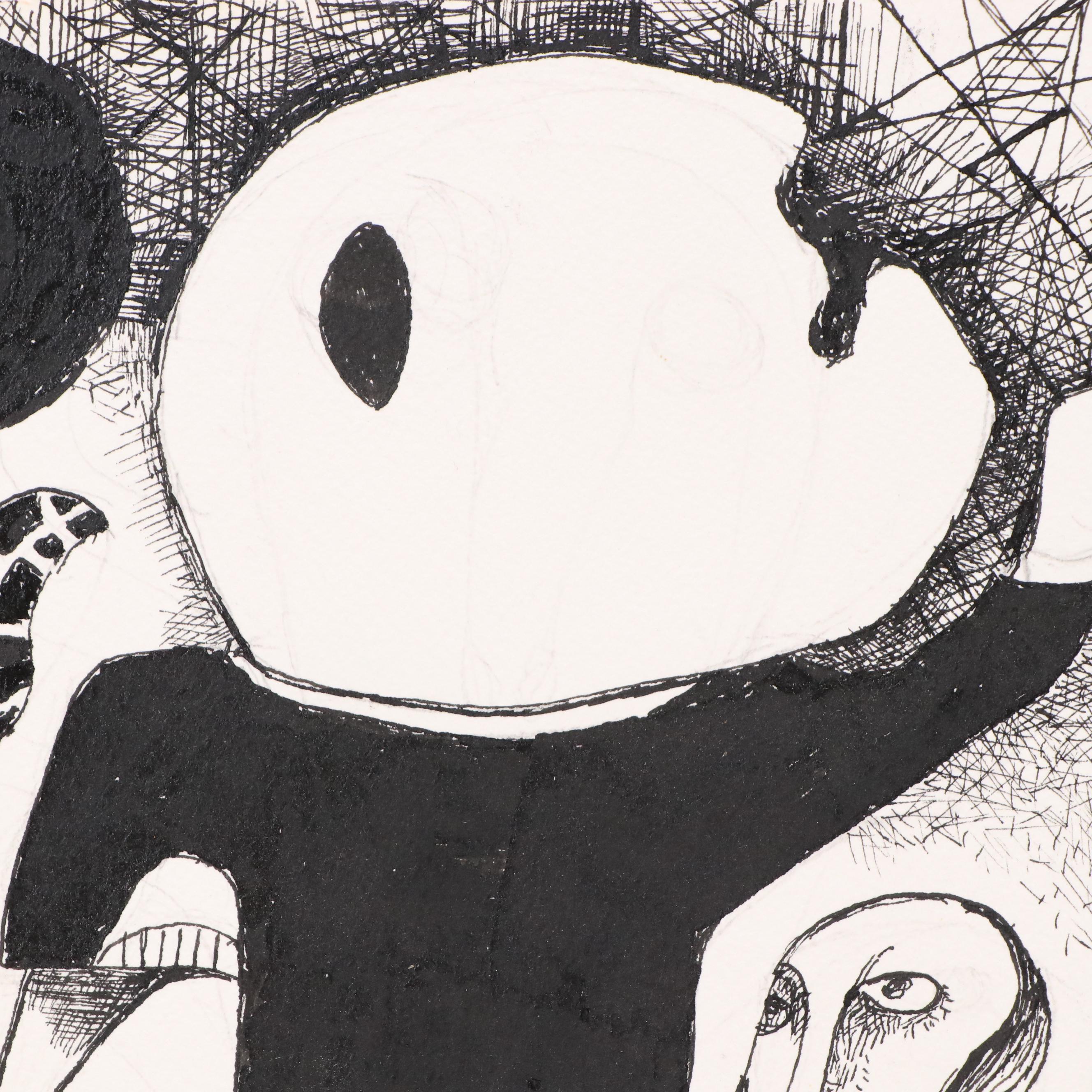 Nikolay Manuylov “Kuk” Figural Surrealist Ink Illustration, 2021