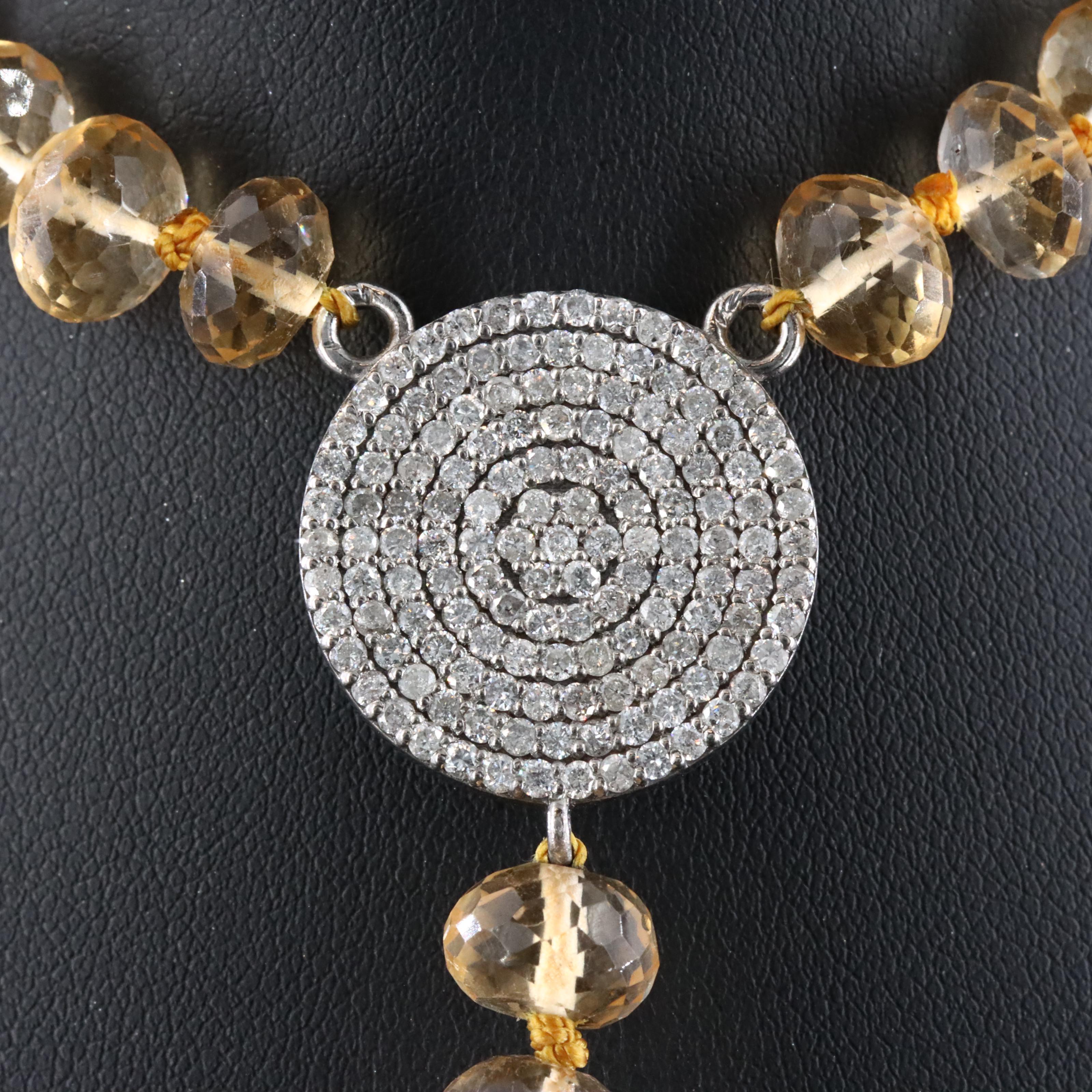 Sheryl Lowe Sterling Citrine and Diamond Tassel Necklace