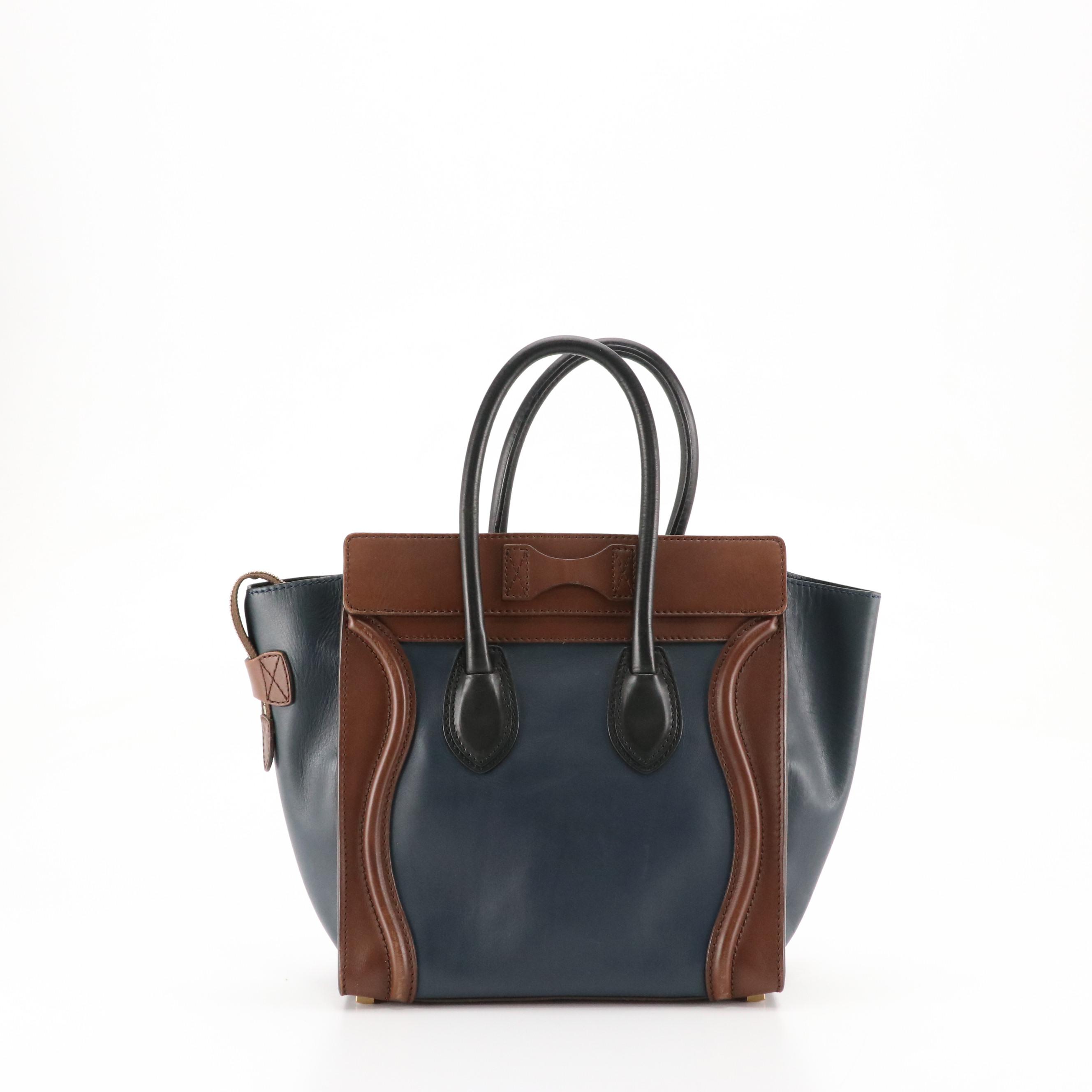 Céline Micro Luggage Handbag Tote in Tricolor Calfskin Leather