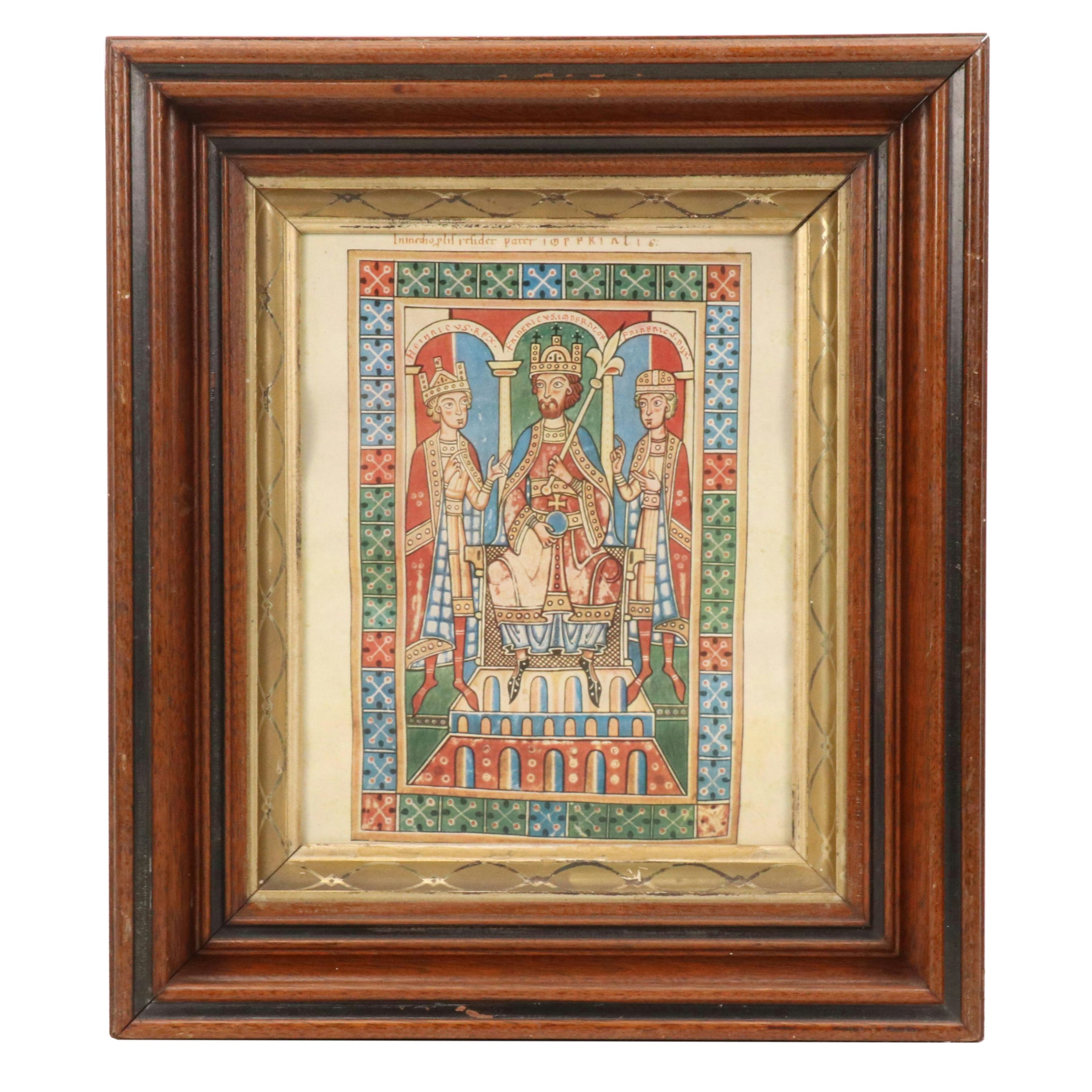 Offset Lithograph of Empereor Barbarossa with His Sons