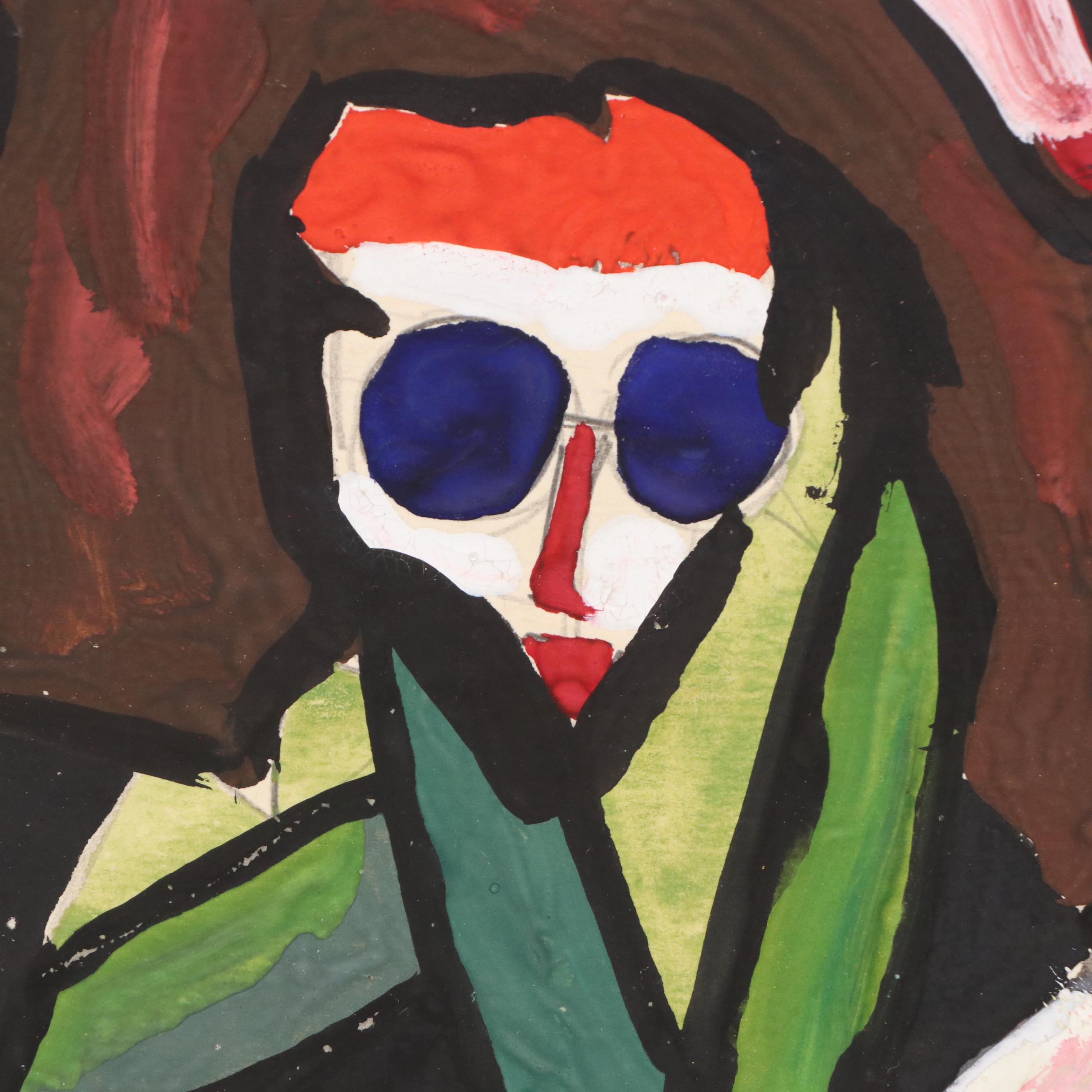 Nikolay "Kuk" Manuylov Figural Surrealist Tempera Painting, 21st Century