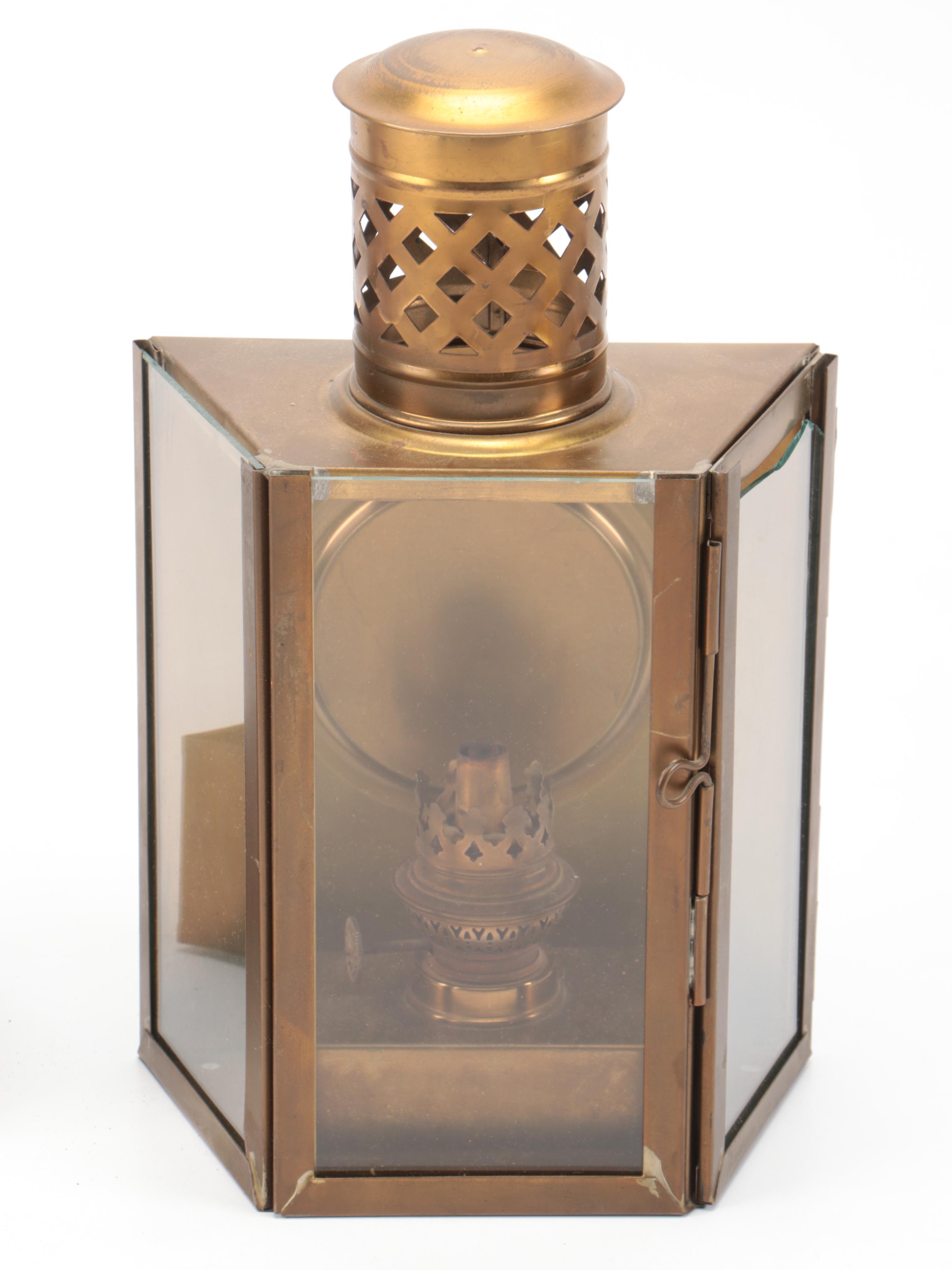 Gorham Giftware Pedestal Bowl with Brass Oil Lamps and Other Décor