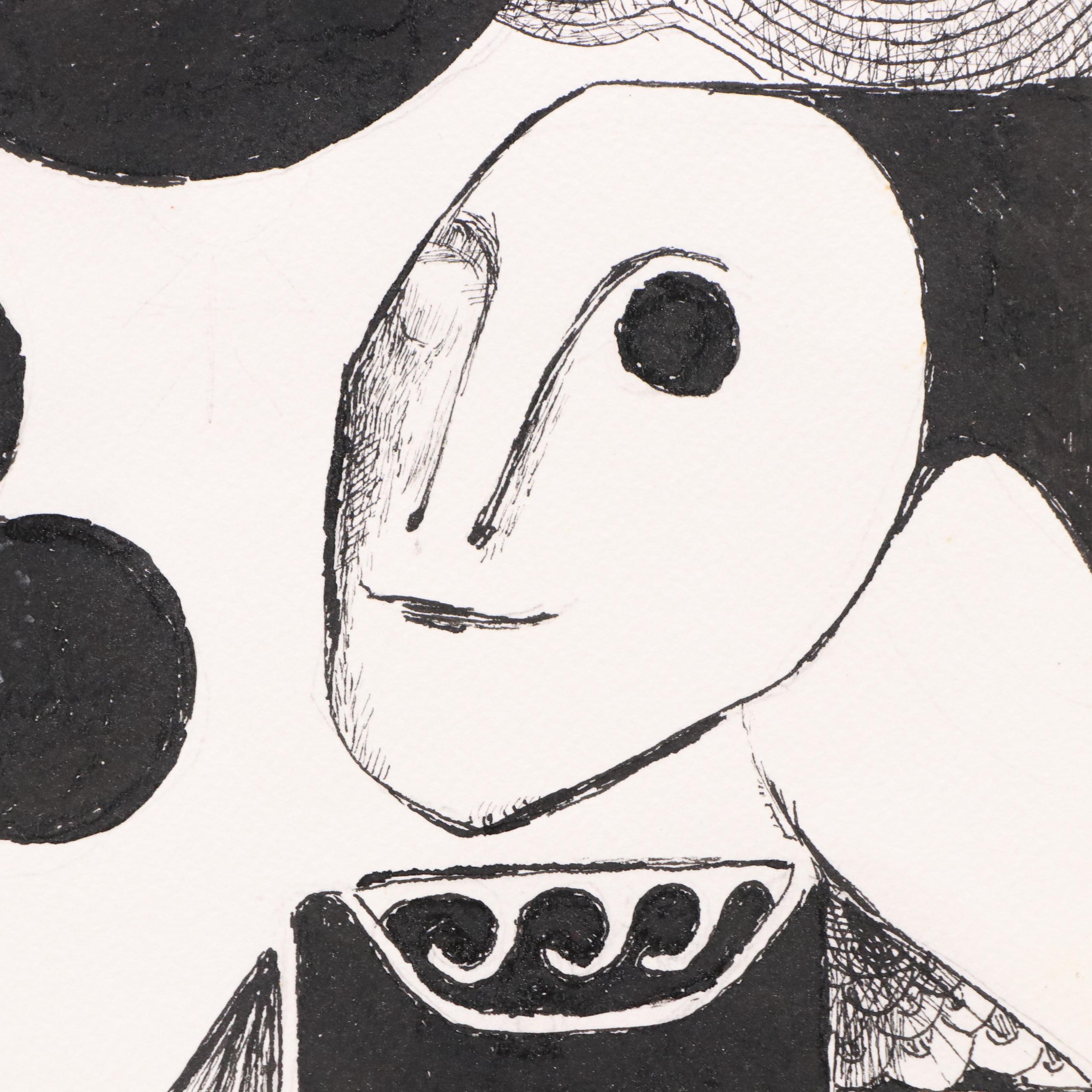 Nikolay Manuylov “Kuk” Figural Surrealist Ink Illustration, 2021