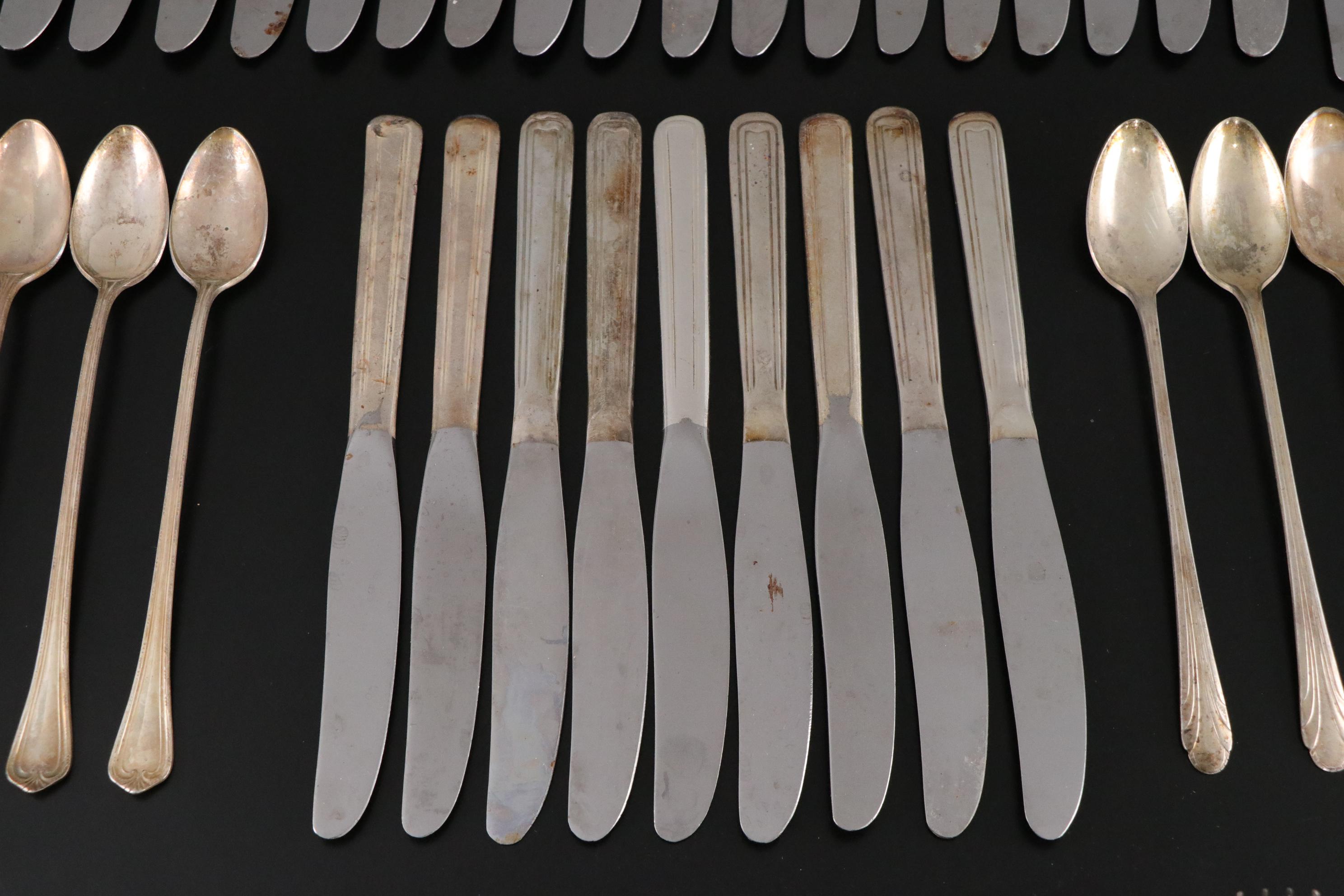 Silver Plate Iced Tea Spoons, Dinner Forks & Knives