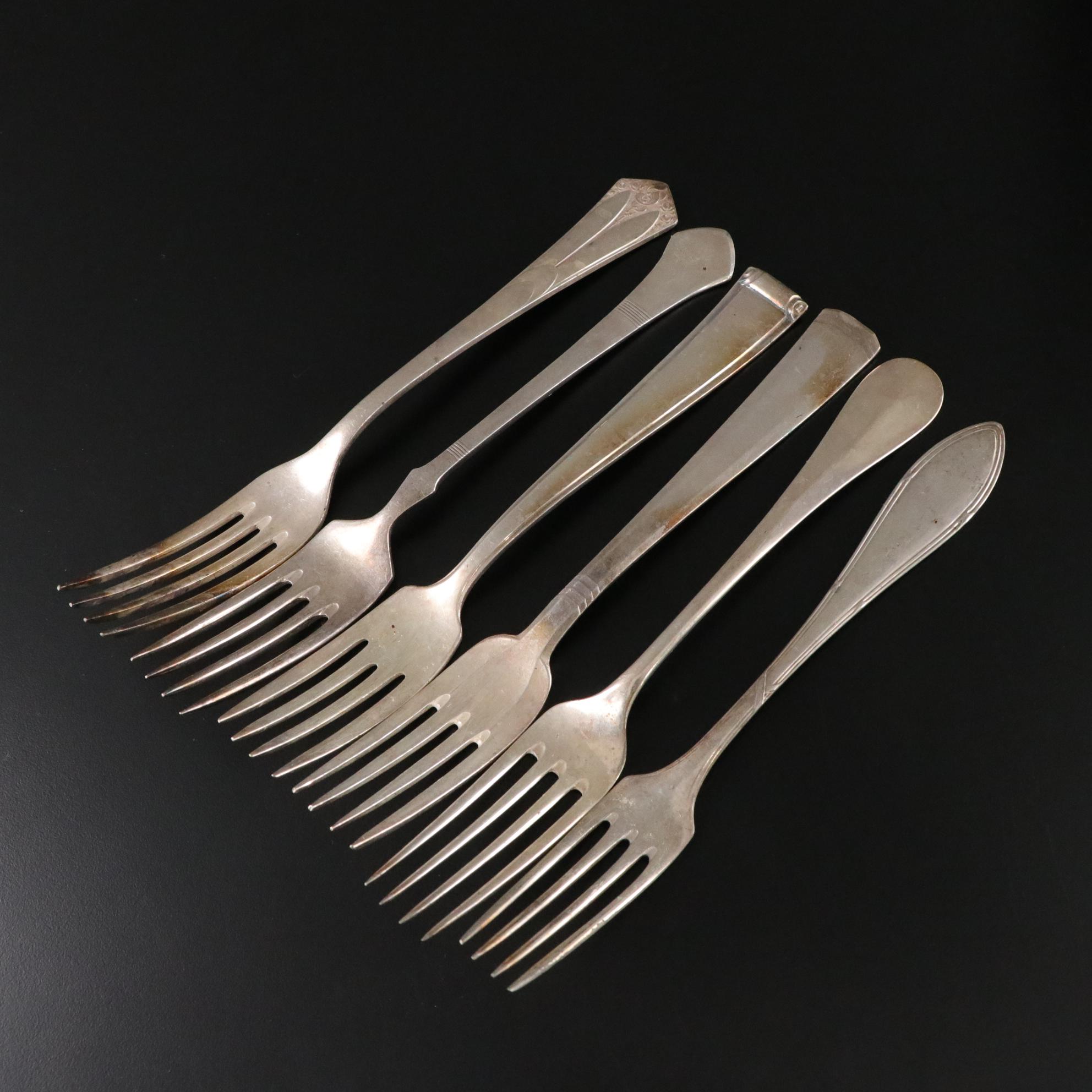 Silver Plate Iced Tea Spoons, Dinner Forks & Knives