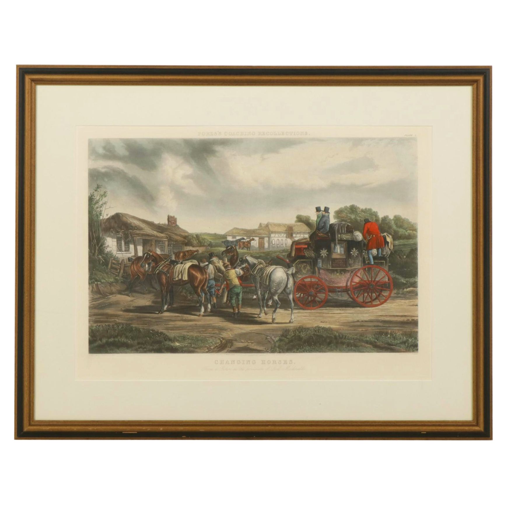 John Harris III "Changing Horses" Aquatint After C.C.Henderson, 1842