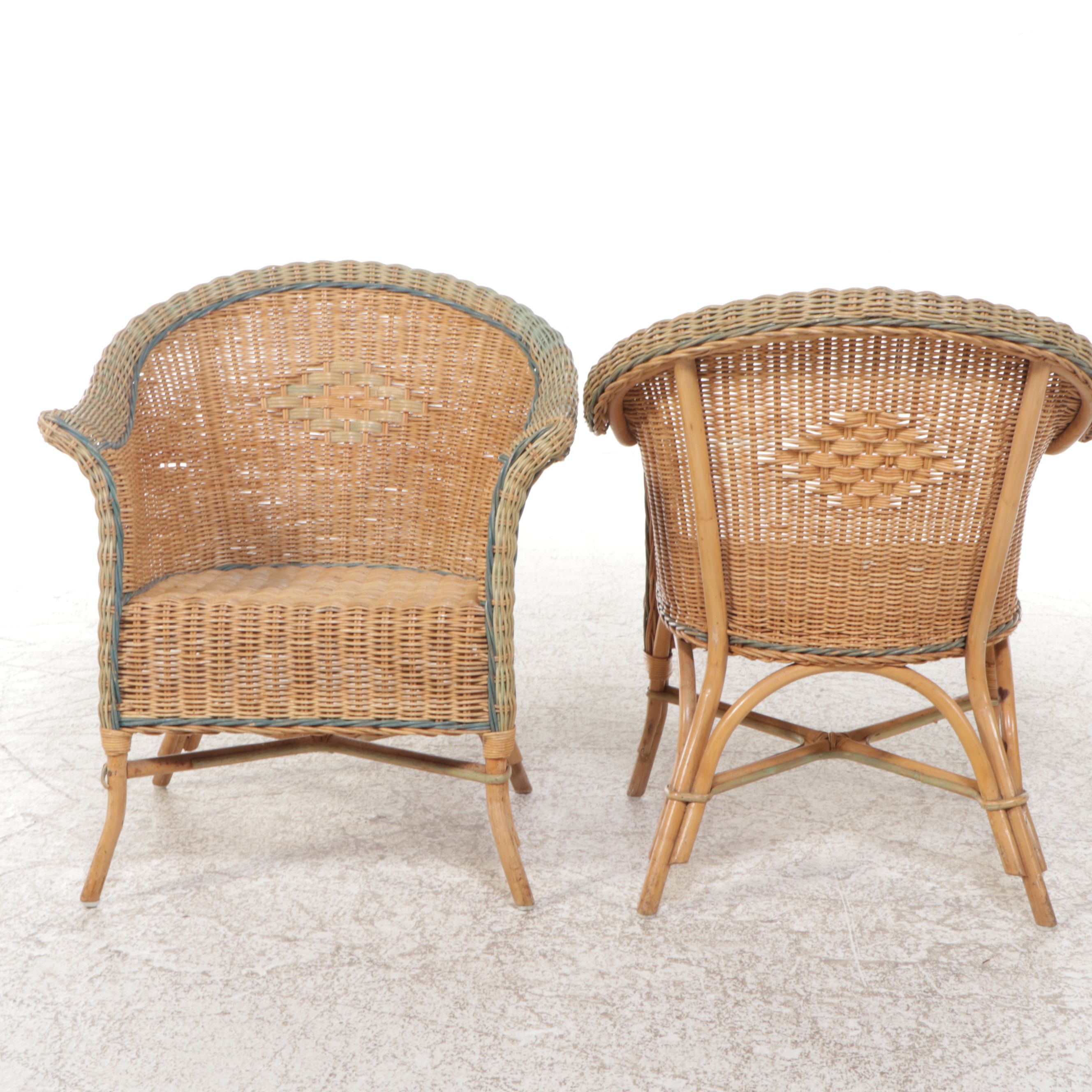 Pair of Vintage Wicker Armchairs