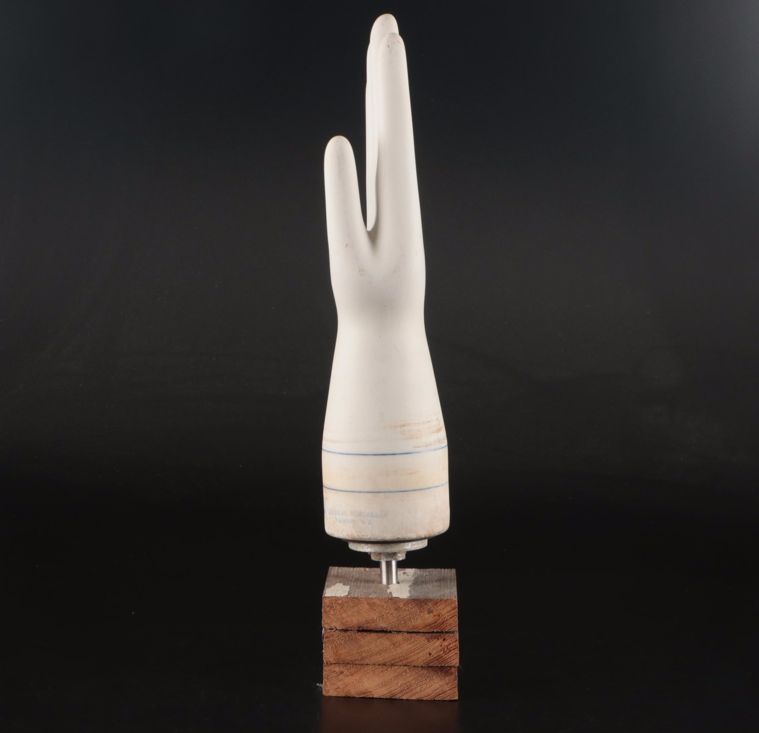 Vintage General Porcelain Mounted Glove Mold, Early to Mid 20th Century