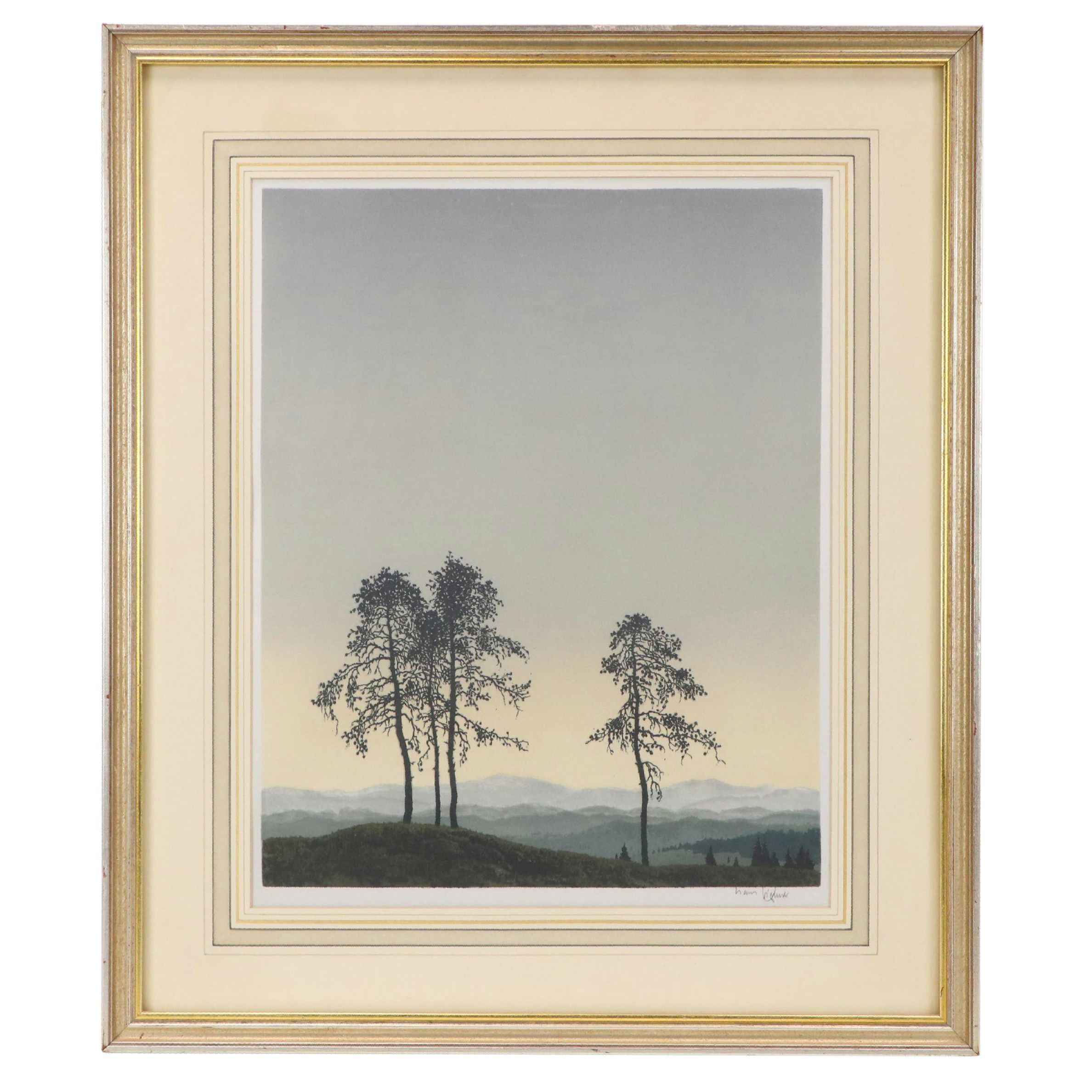 Hans Figura Landscape Etching on Fabric