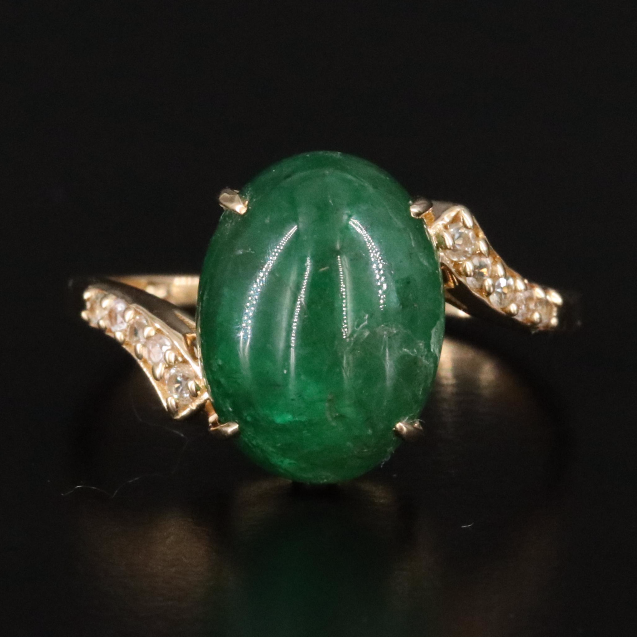 14K 5.46 CT Emerald and White Sapphire Ring