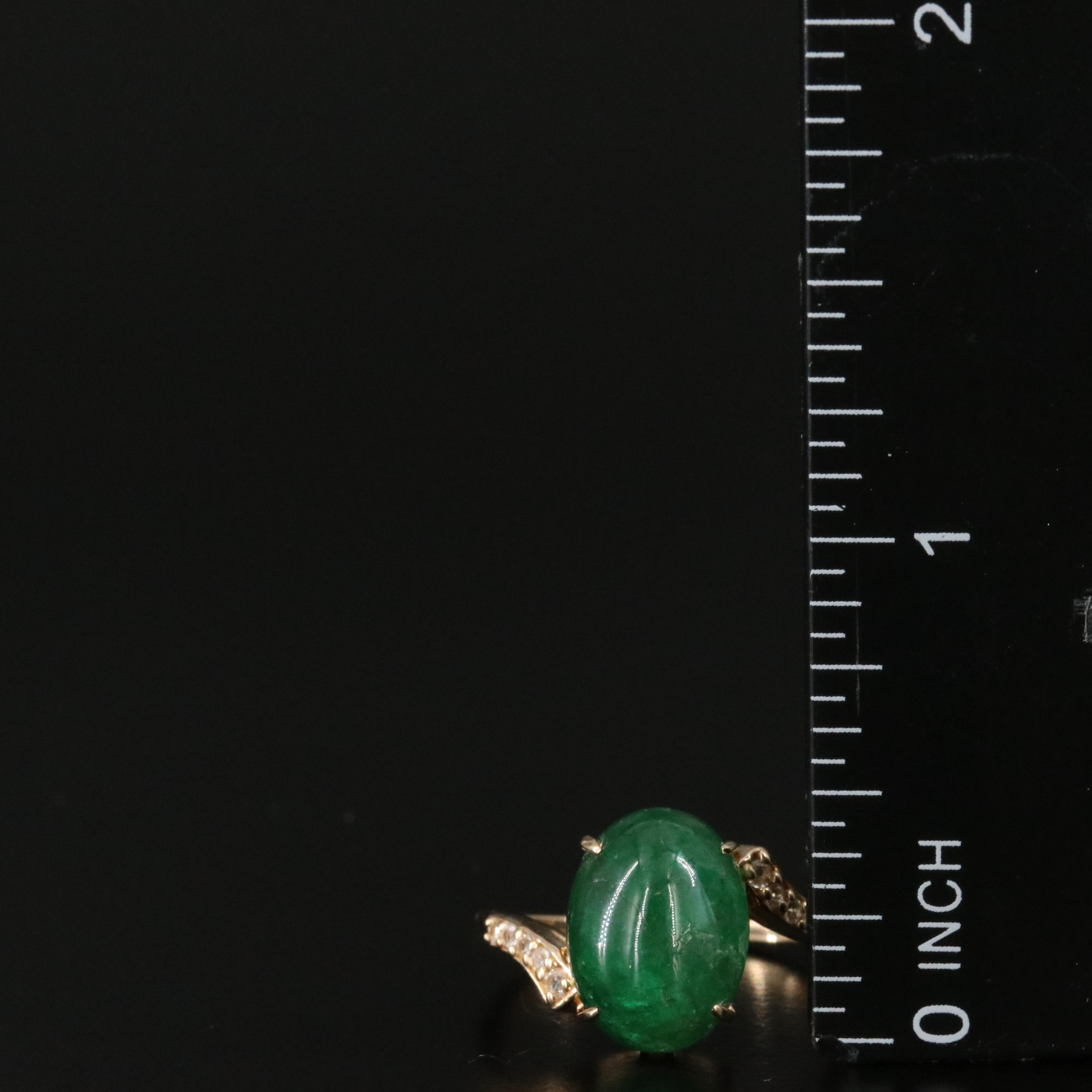 14K 5.46 CT Emerald and White Sapphire Ring