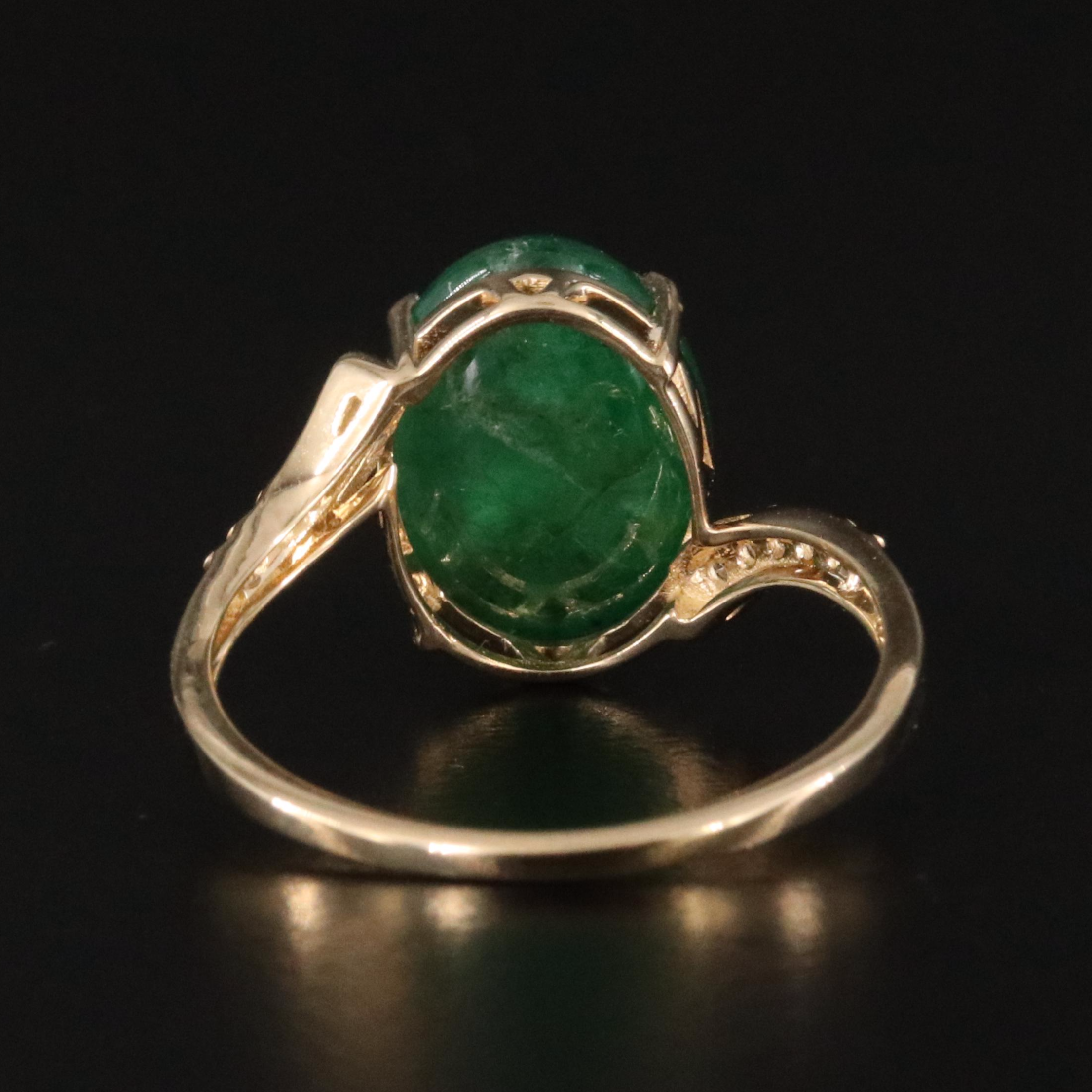 14K 5.46 CT Emerald and White Sapphire Ring