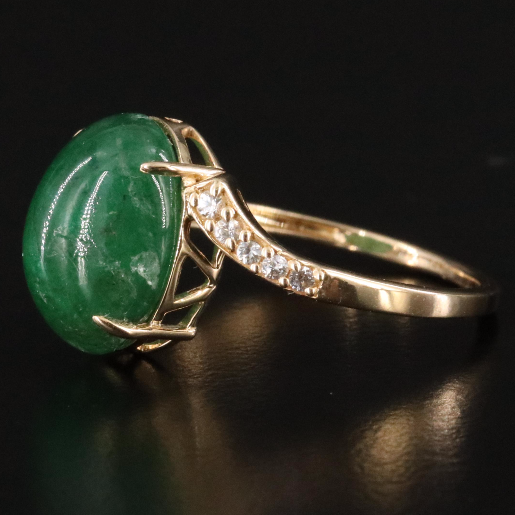 14K 5.46 CT Emerald and White Sapphire Ring