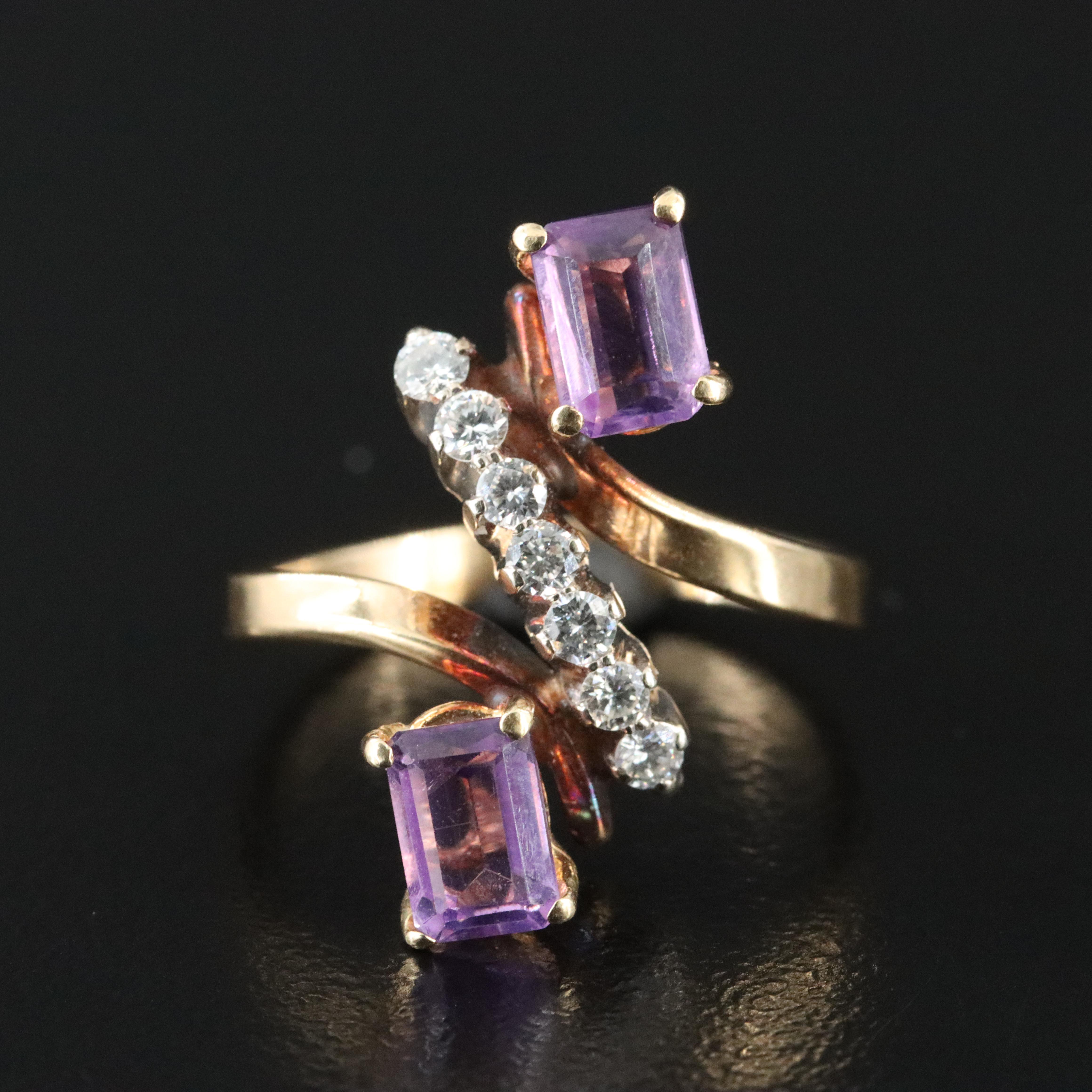 14K Amethyst and Diamond Ring