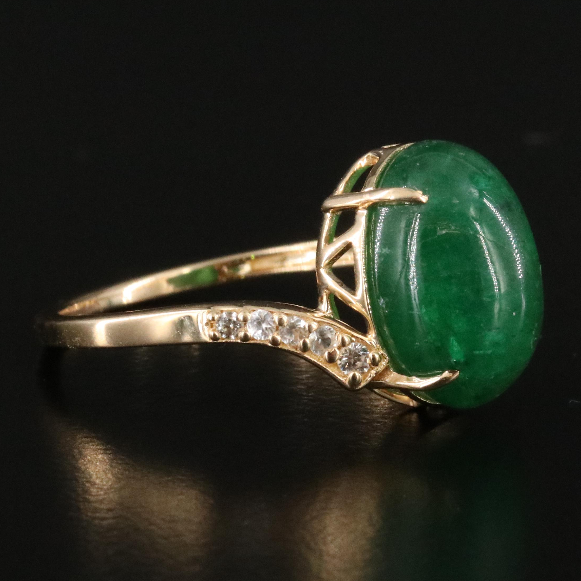 14K 5.46 CT Emerald and White Sapphire Ring