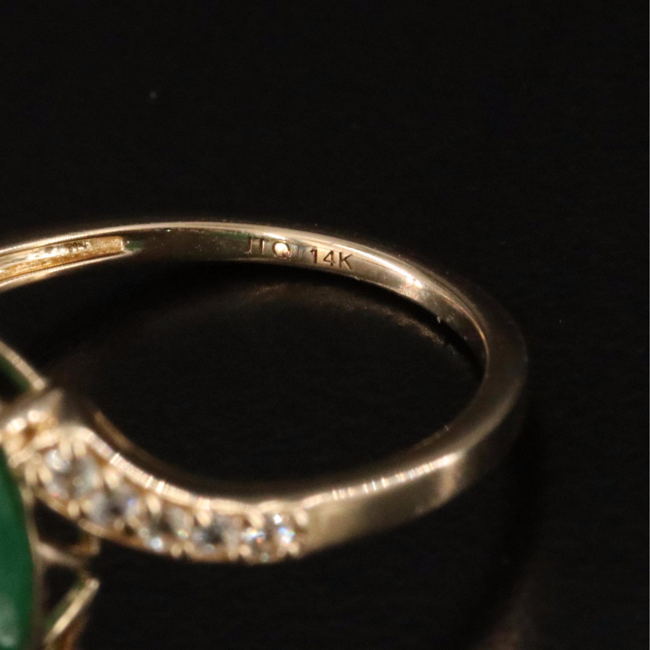 14K 5.46 CT Emerald and White Sapphire Ring
