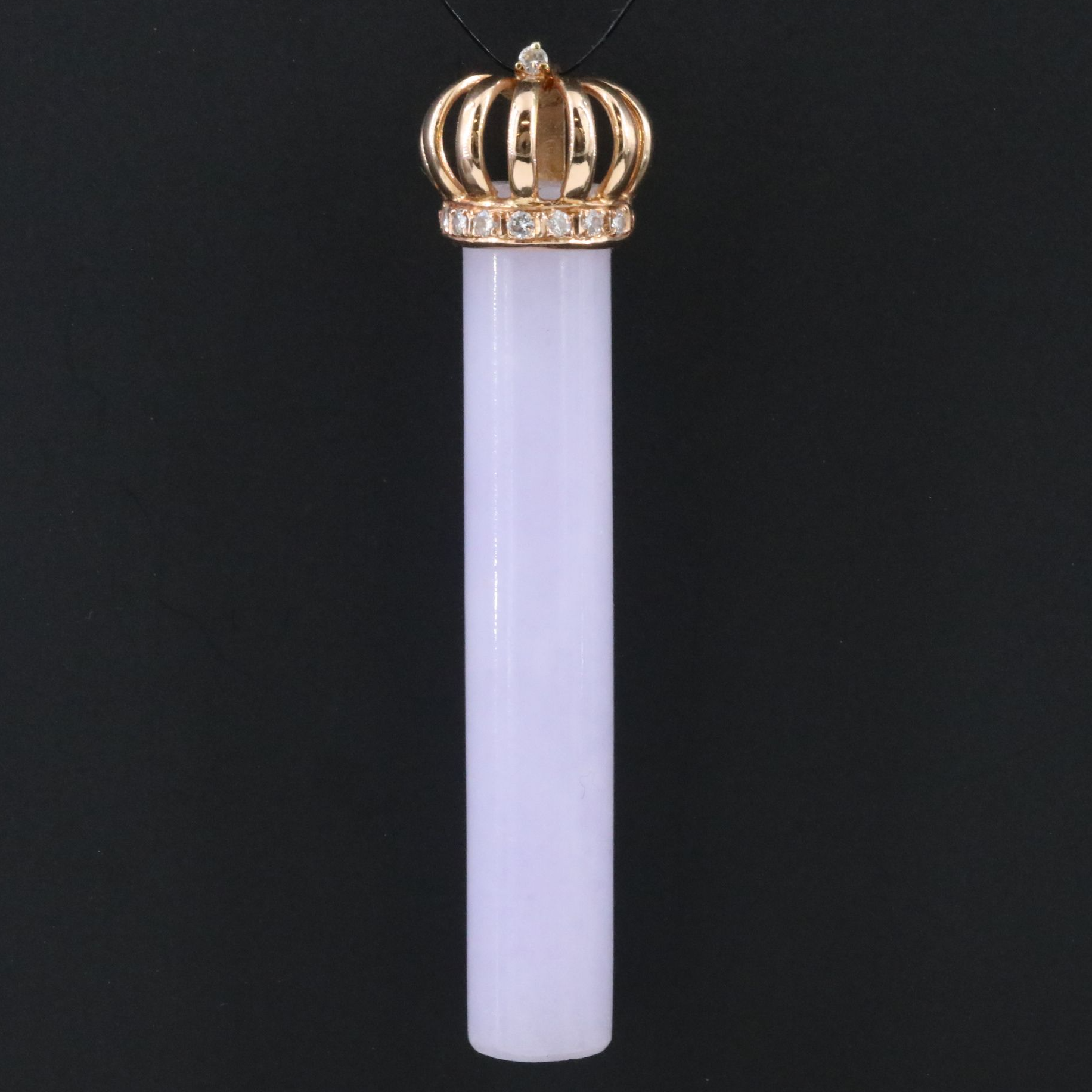 14K Jadeite and Diamond Crown Pendant