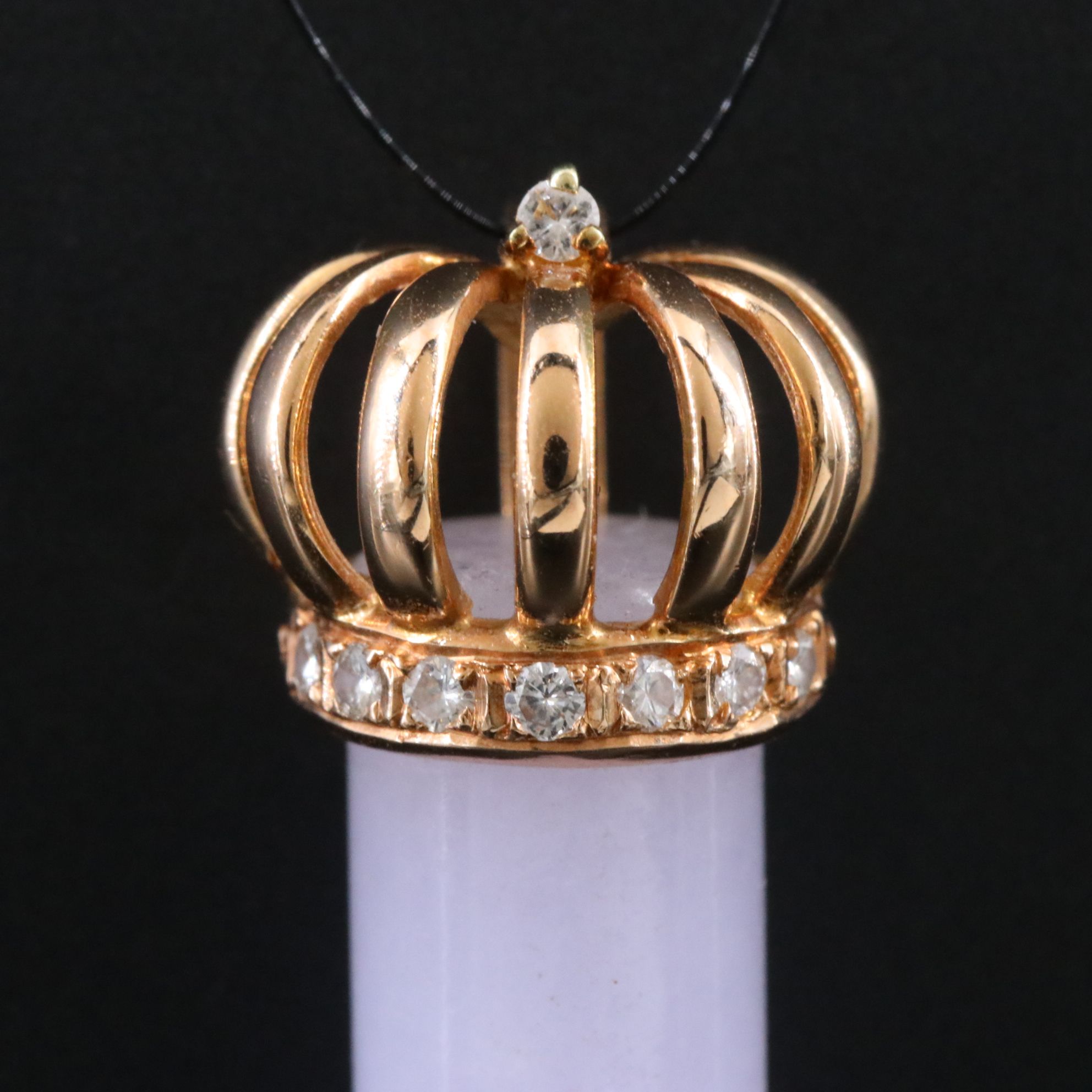 14K Jadeite and Diamond Crown Pendant