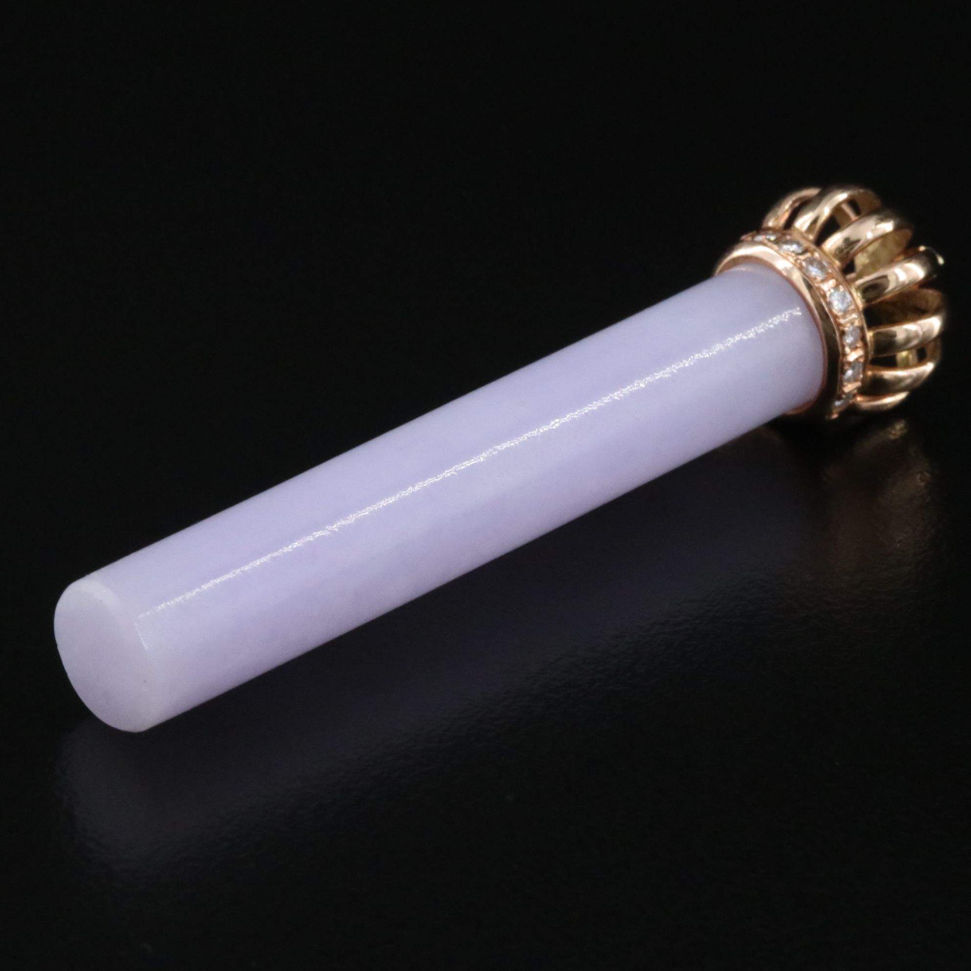 14K Jadeite and Diamond Crown Pendant