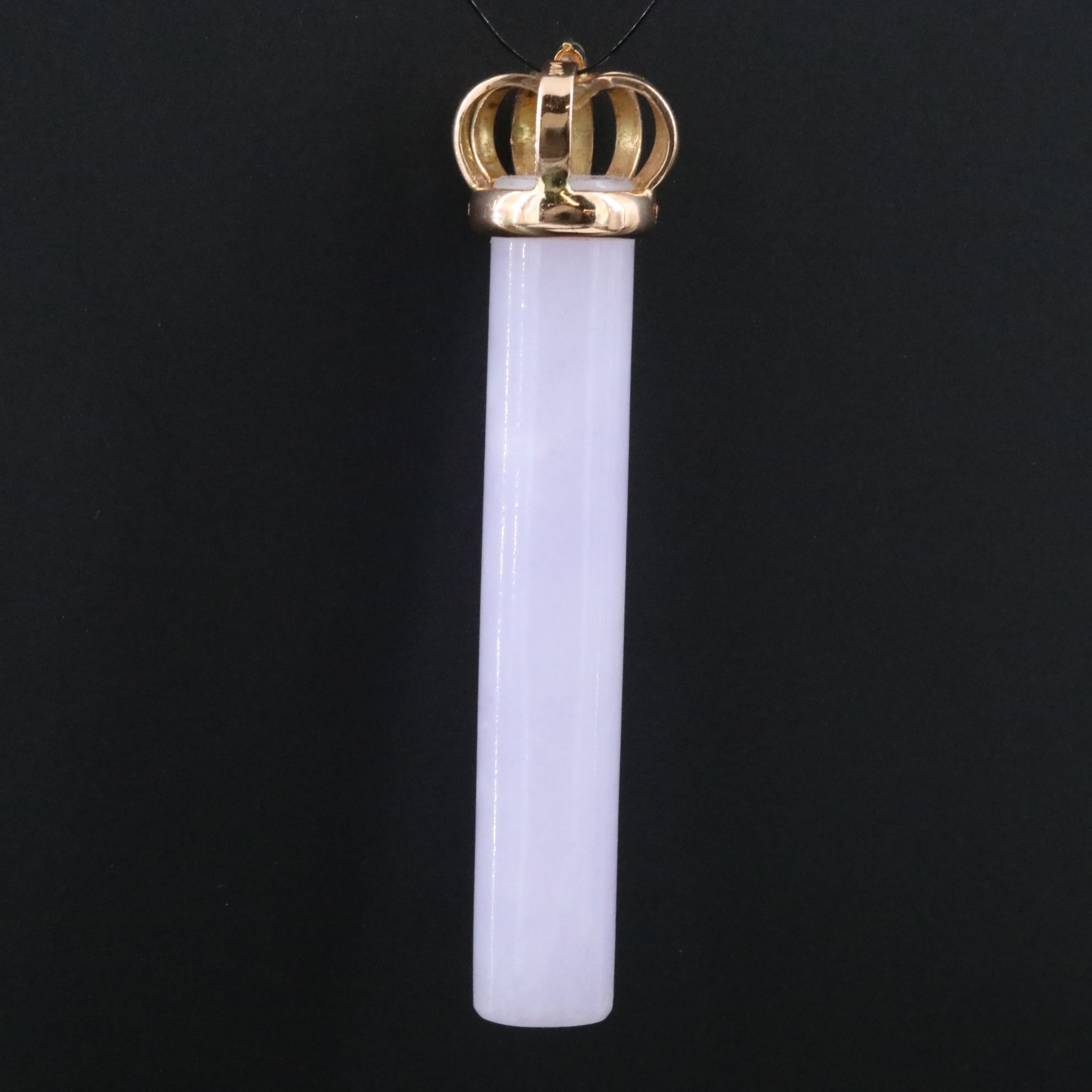 14K Jadeite and Diamond Crown Pendant