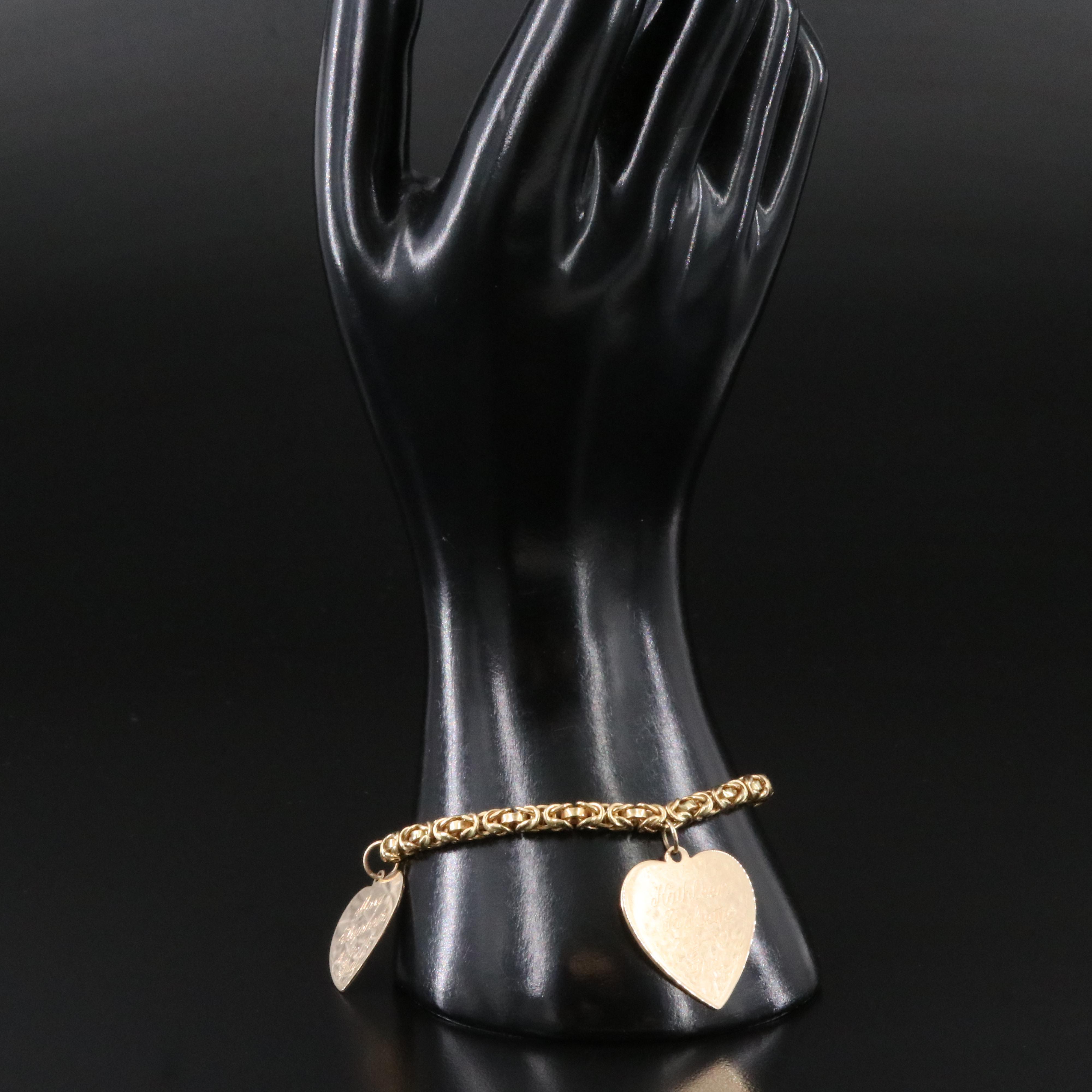 18K Bracelet with 14K Heart Charms