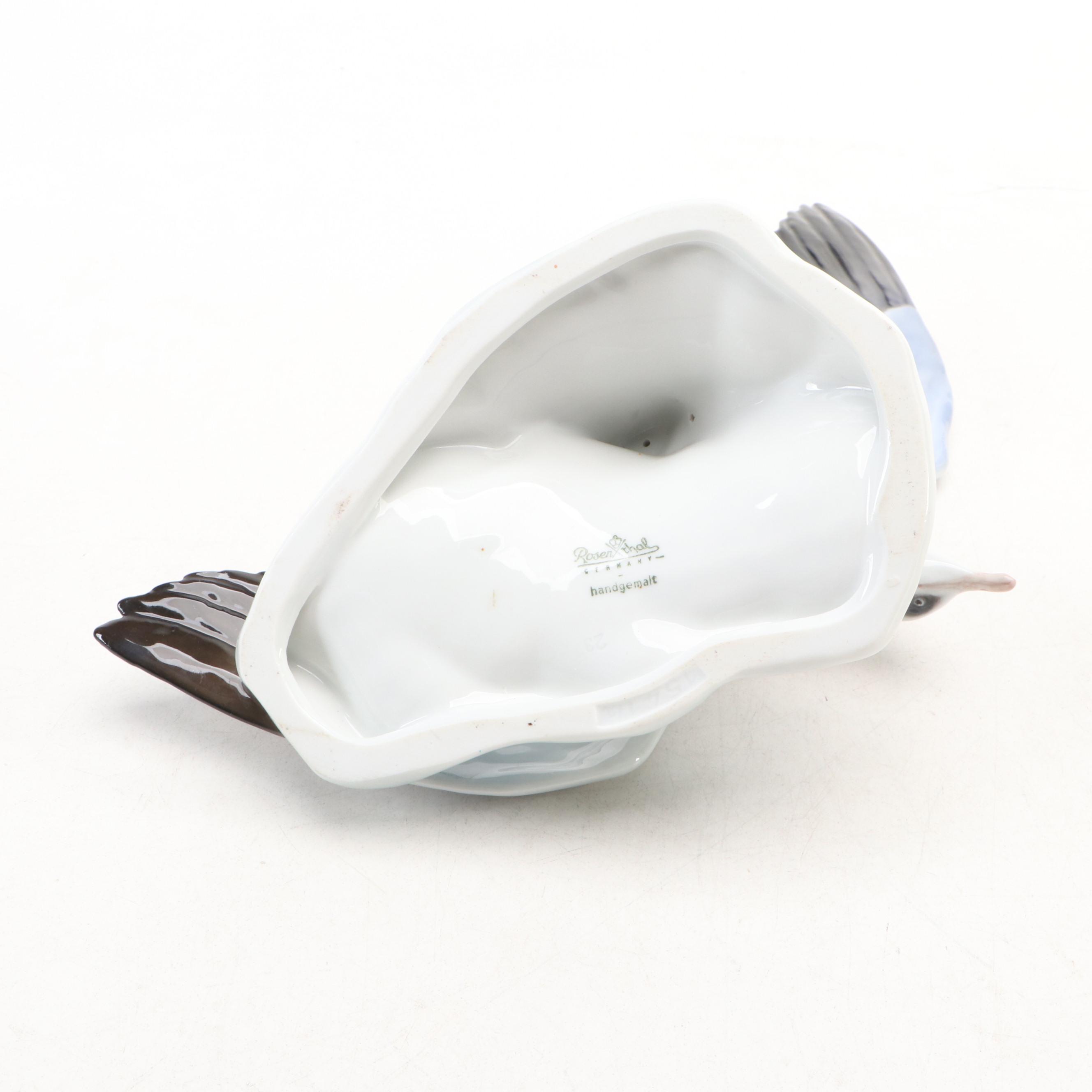 Rosenthal Porcelain Seagull in Flight with Royal Copenhagen Porcelain Figurines