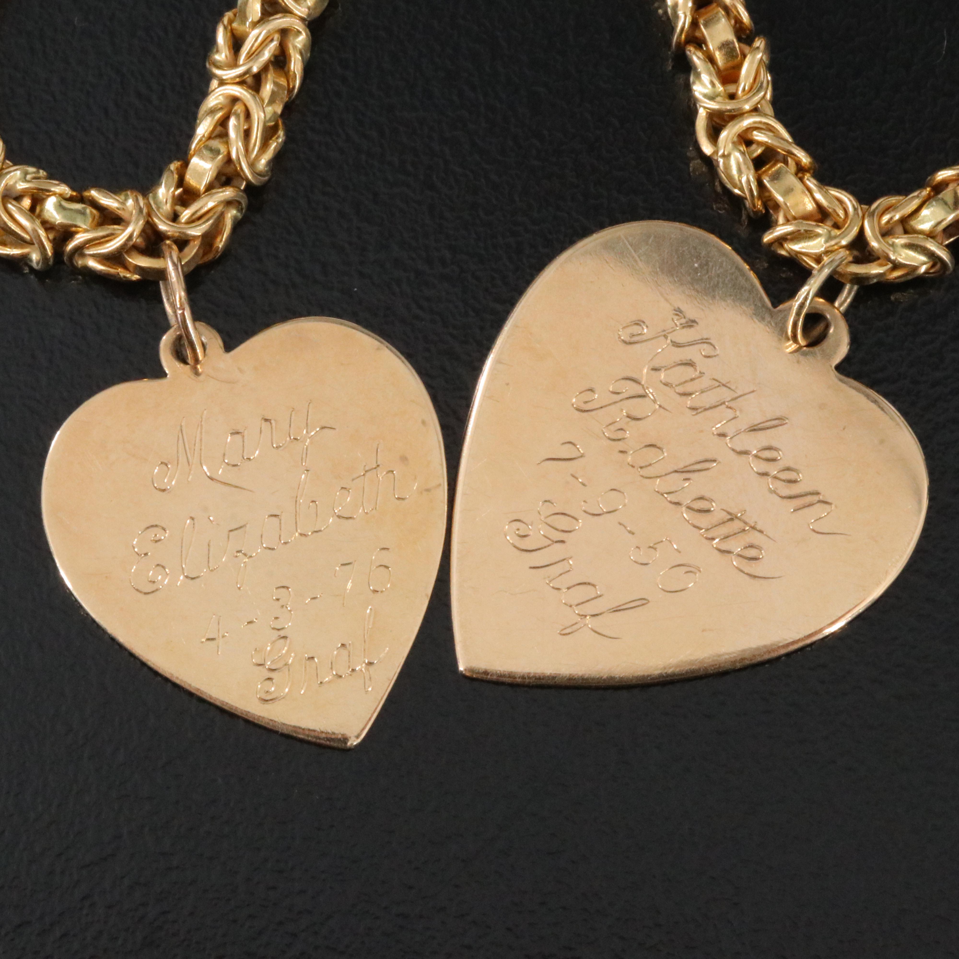 18K Bracelet with 14K Heart Charms