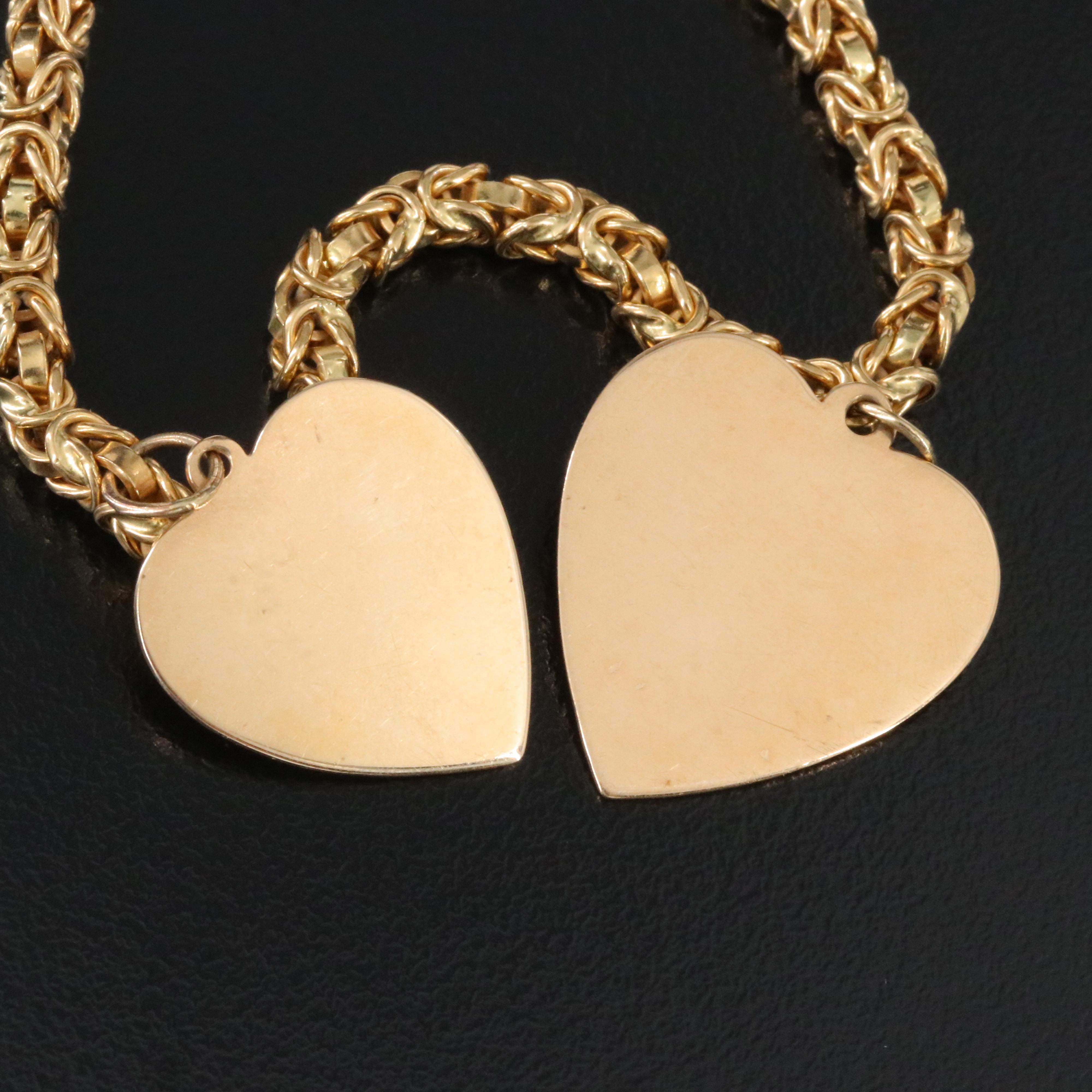 18K Bracelet with 14K Heart Charms