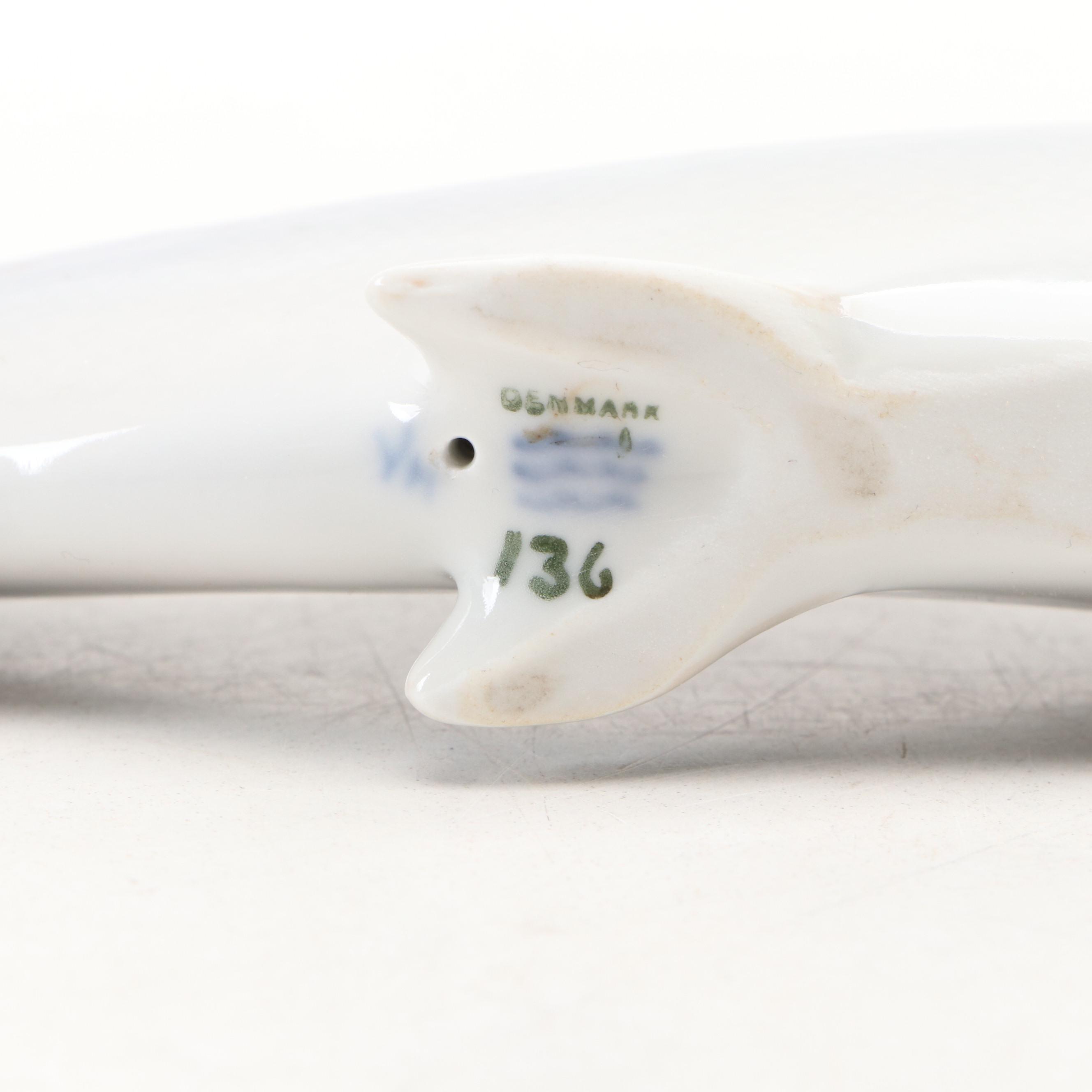 Rosenthal Porcelain Seagull in Flight with Royal Copenhagen Porcelain Figurines