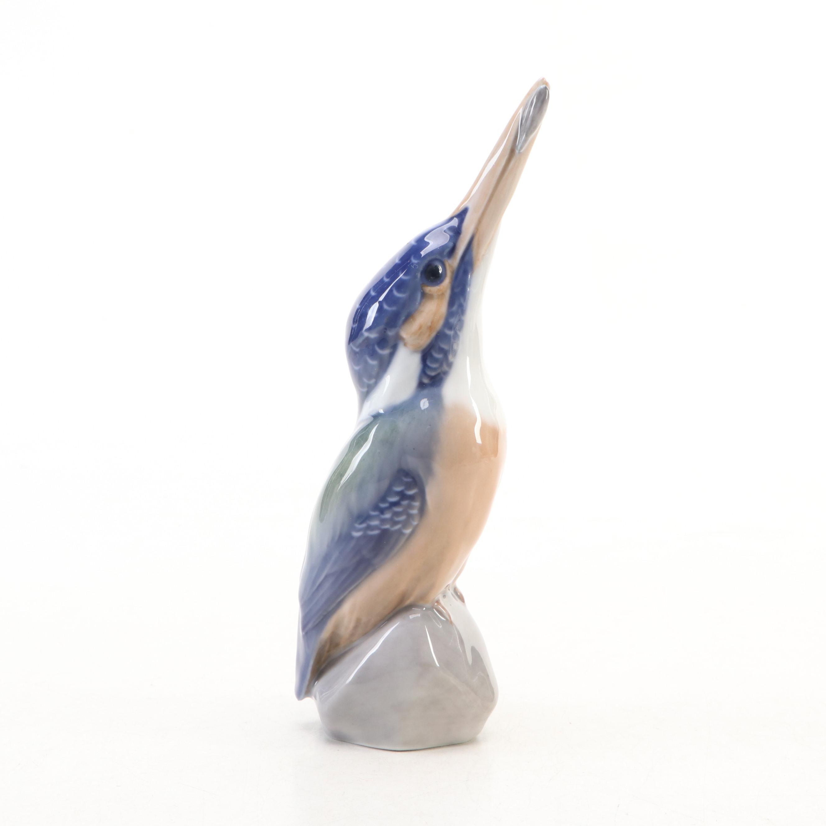 Rosenthal Porcelain Seagull in Flight with Royal Copenhagen Porcelain Figurines