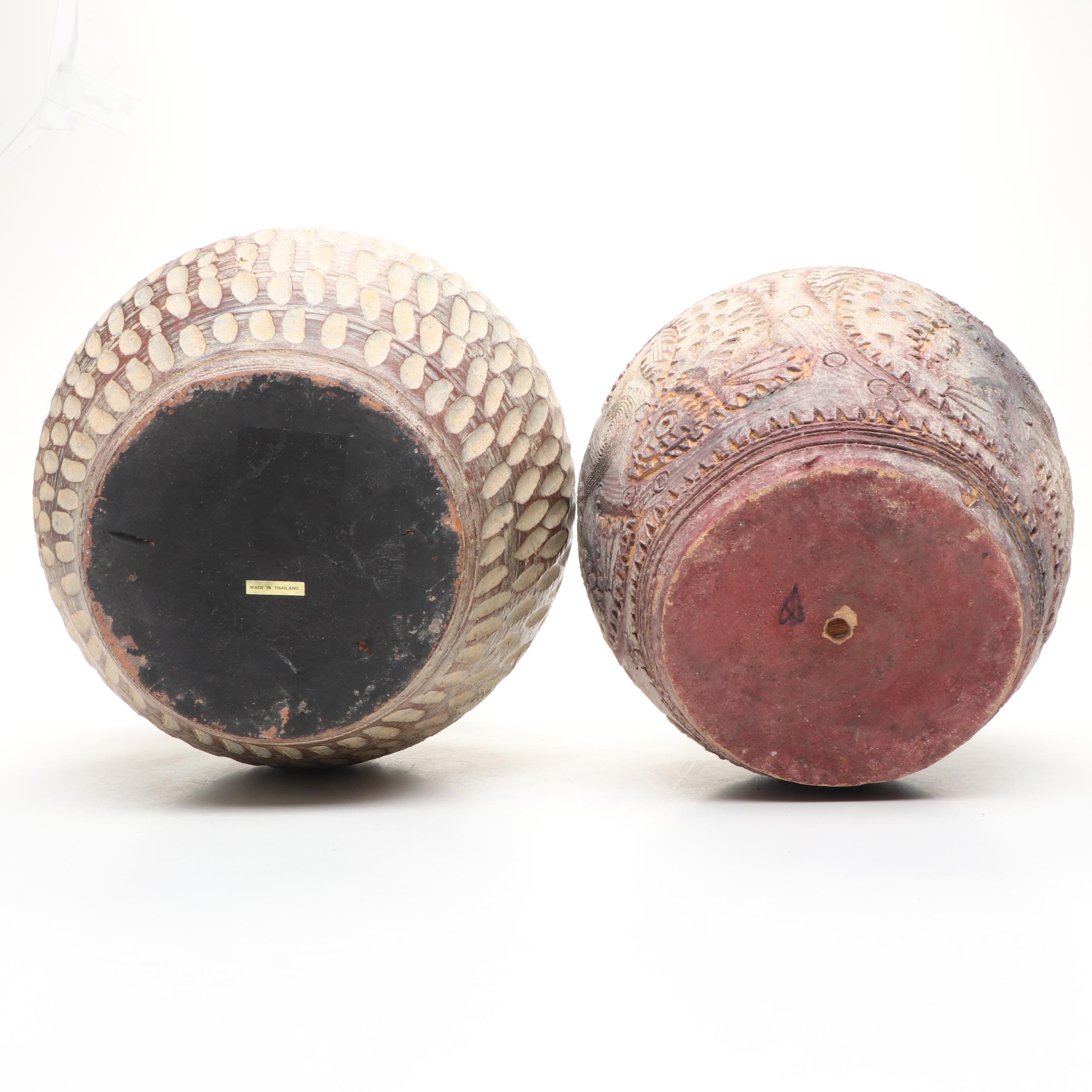 Thai Incised Earthenware Vases