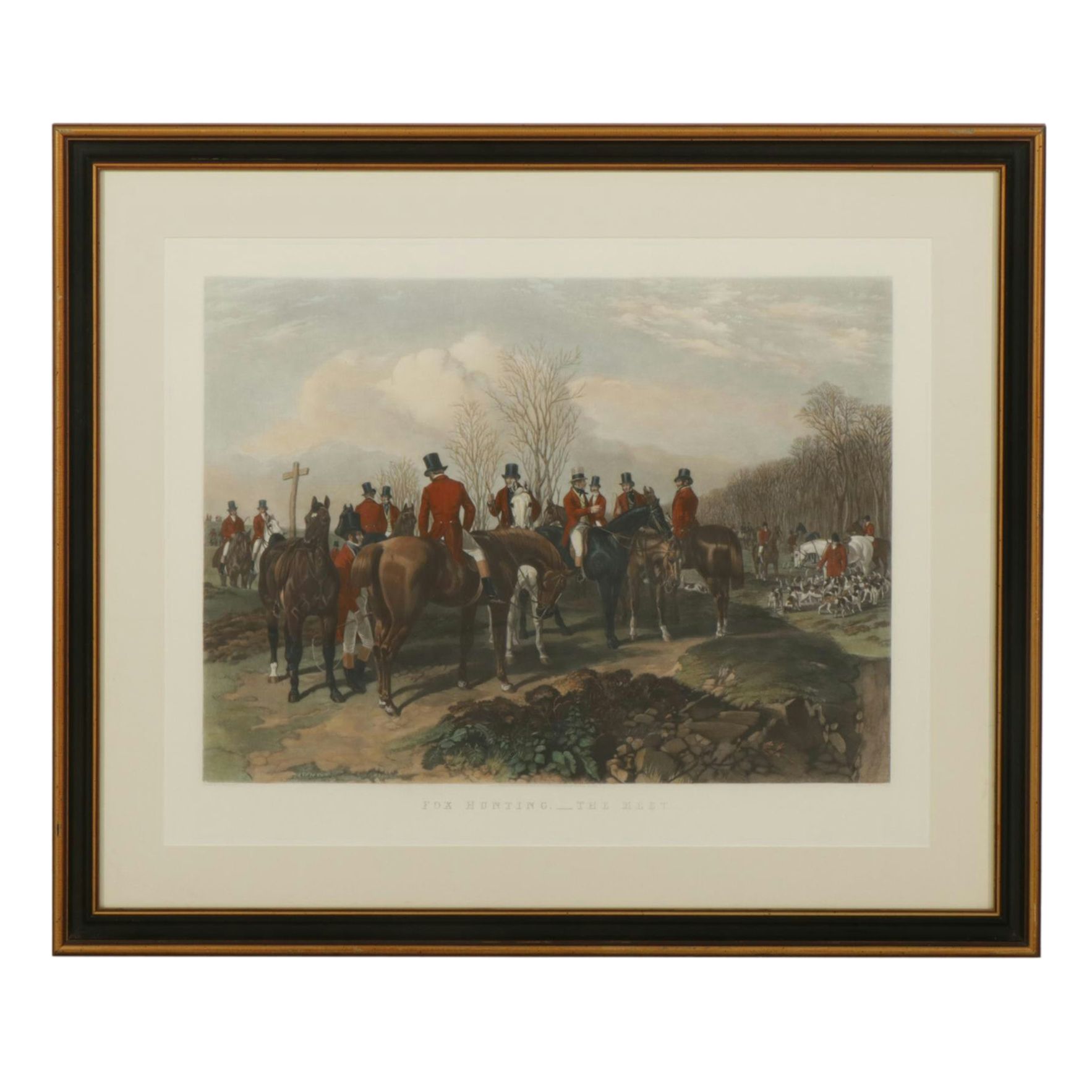 T. W. Huffam "Fox Hunting._The Meet" Aquatint After J. F. Herring, 1846