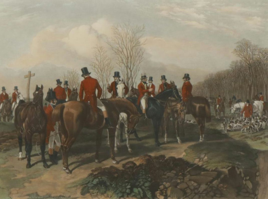 T. W. Huffam "Fox Hunting._The Meet" Aquatint After J. F. Herring, 1846