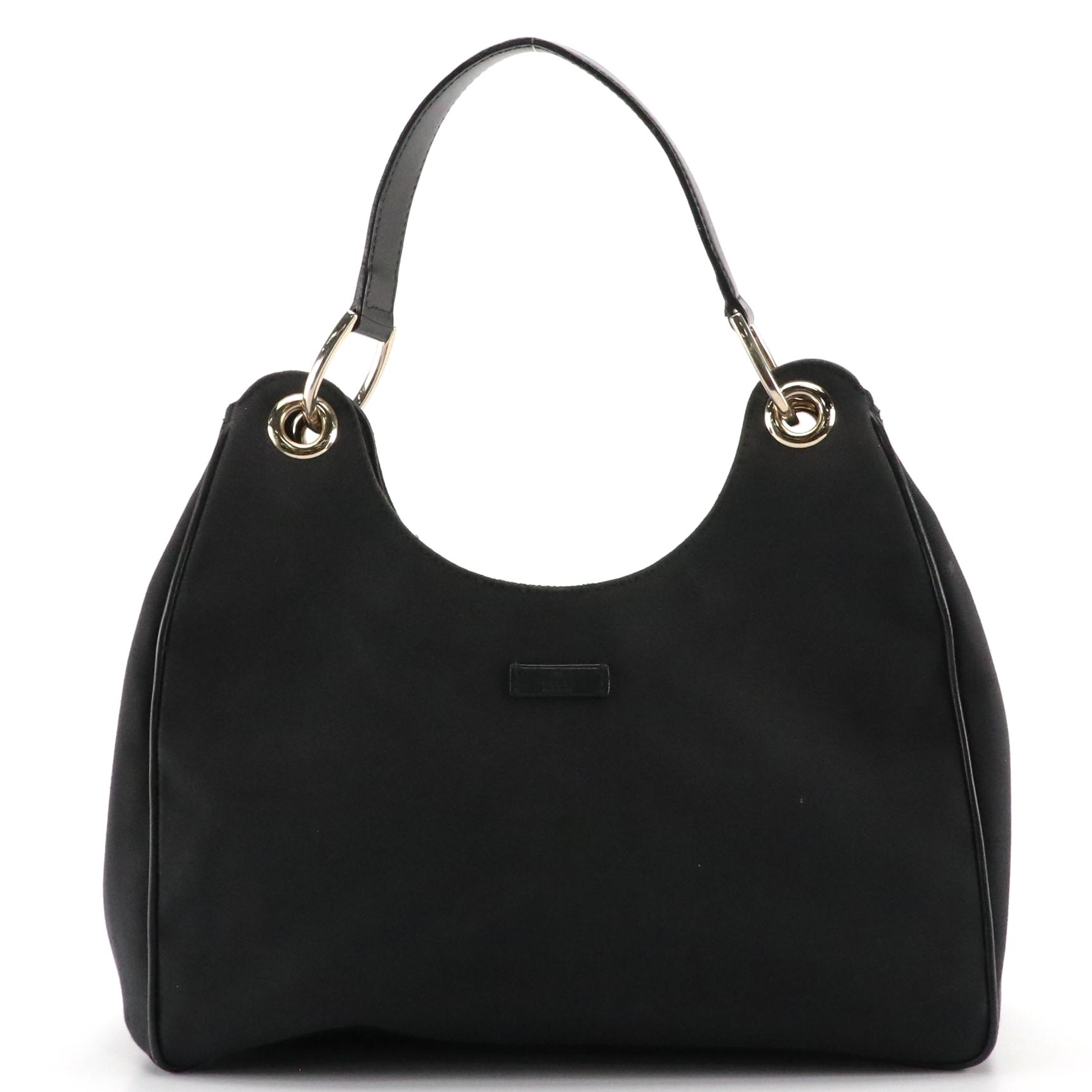 Gucci Hobo Shoulder Bag in Black Canvas and Black Leather Trim