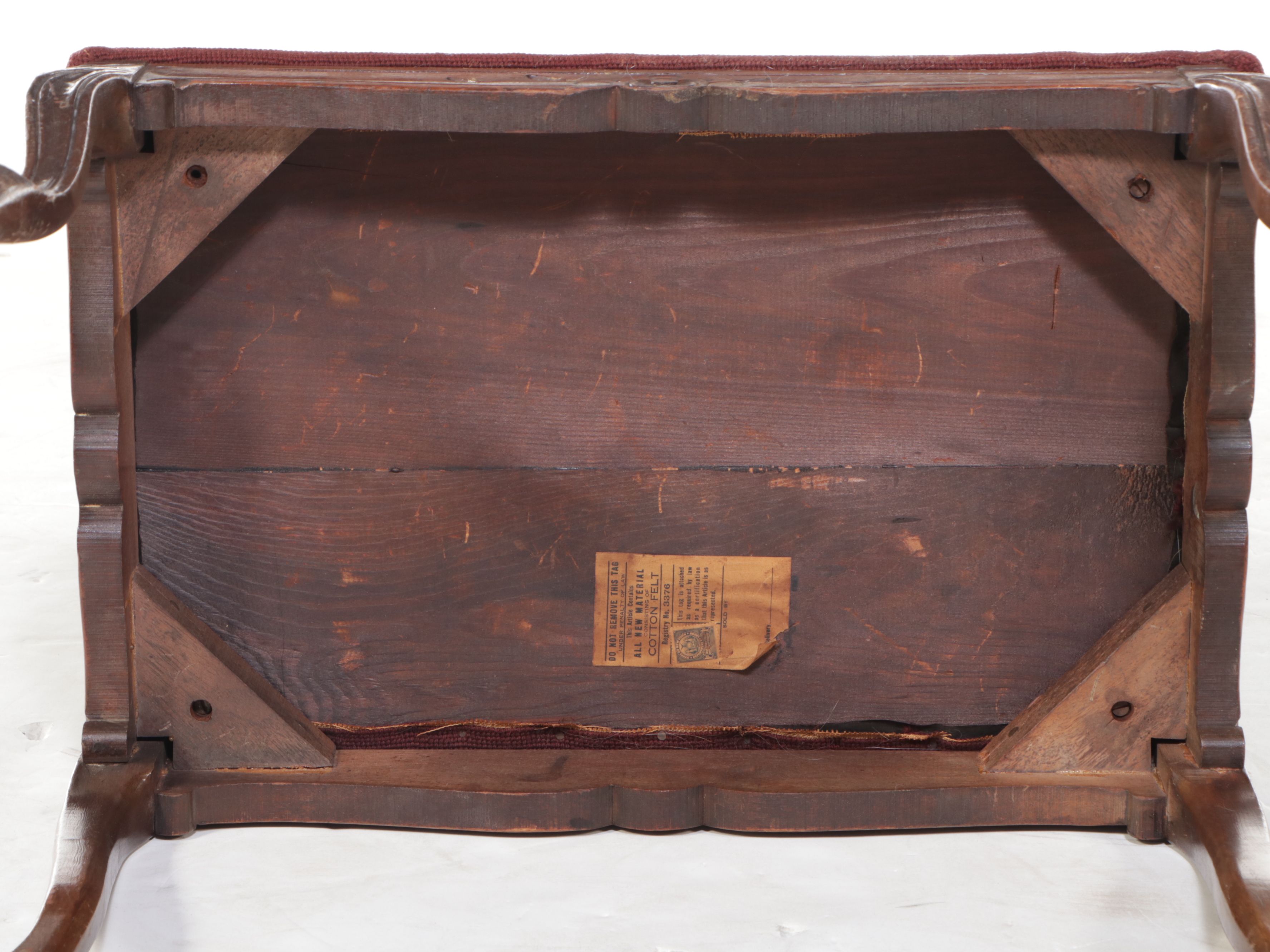 Victorian Style Floral Needlepoint Carved Mahogany Footstool