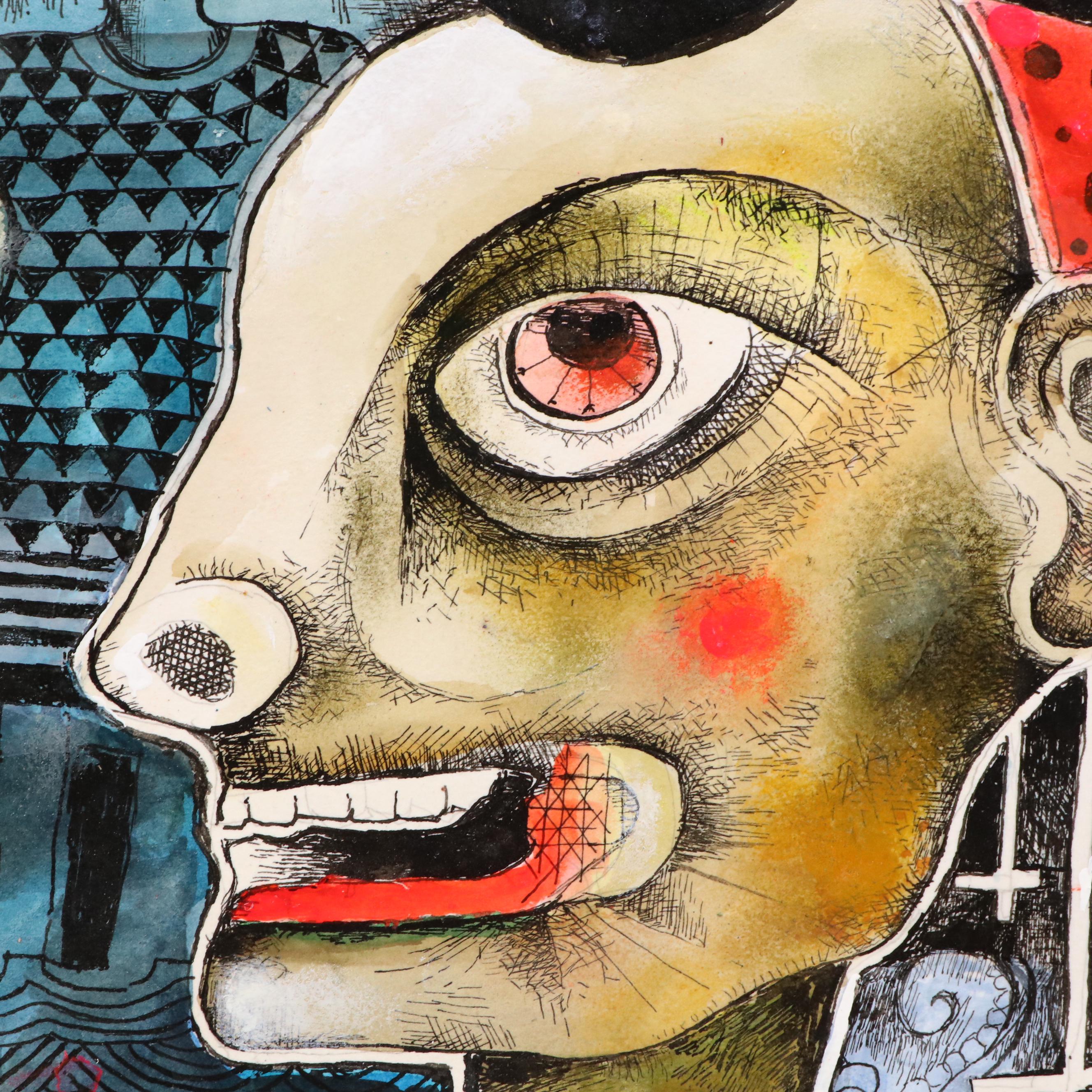 Nikolay "Kuk" Manuylov Figural Surrealist Mixed Media Painting, 2020