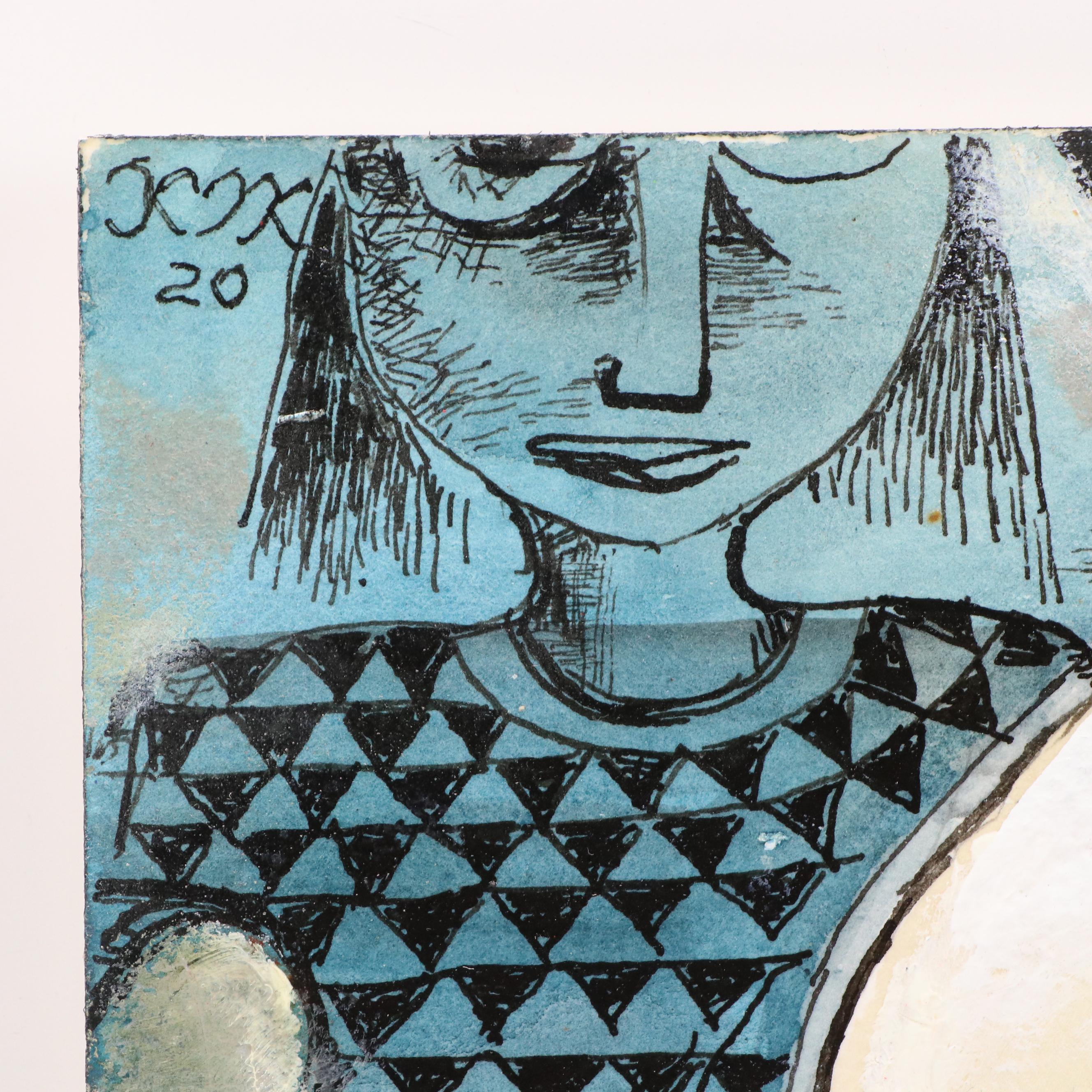 Nikolay "Kuk" Manuylov Figural Surrealist Mixed Media Painting, 2020