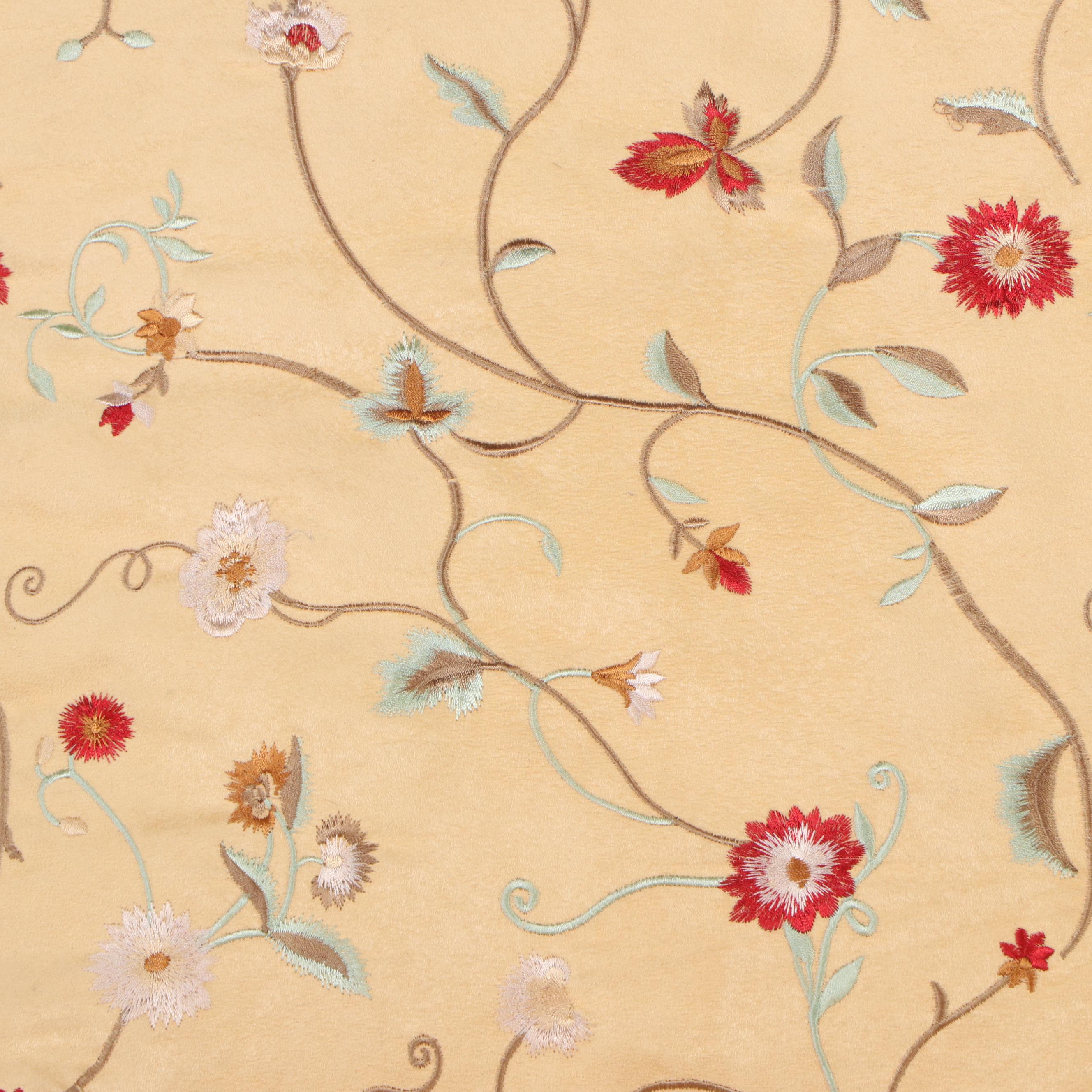 Yellow Floral Motif Armchair and Ottoman