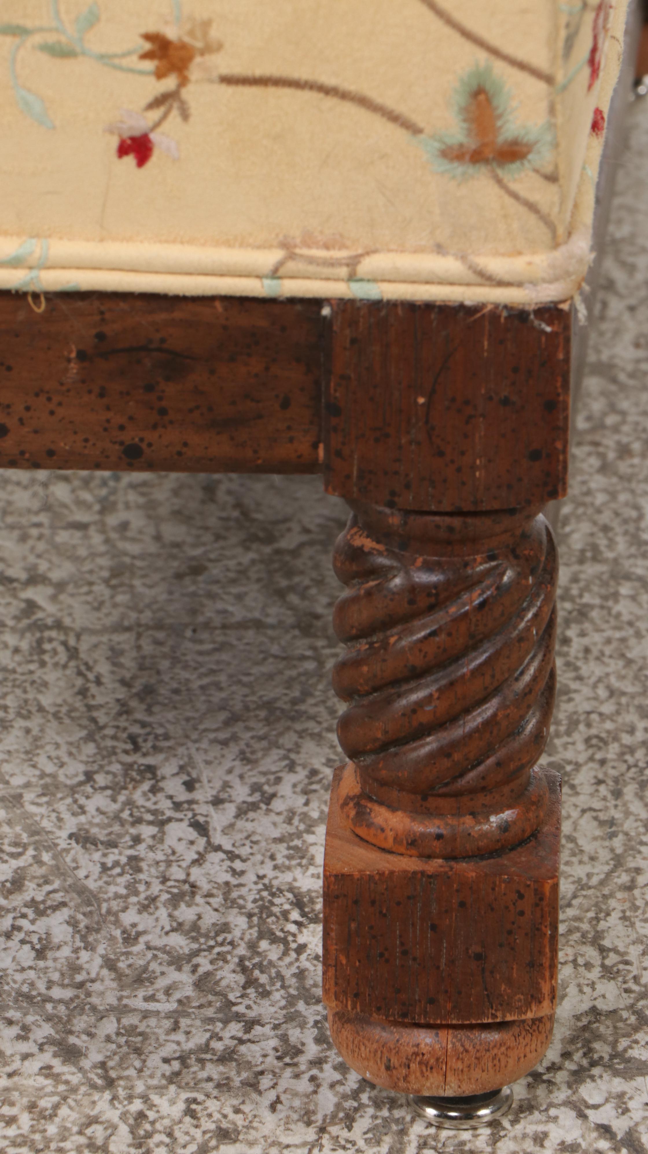 Yellow Floral Motif Armchair and Ottoman