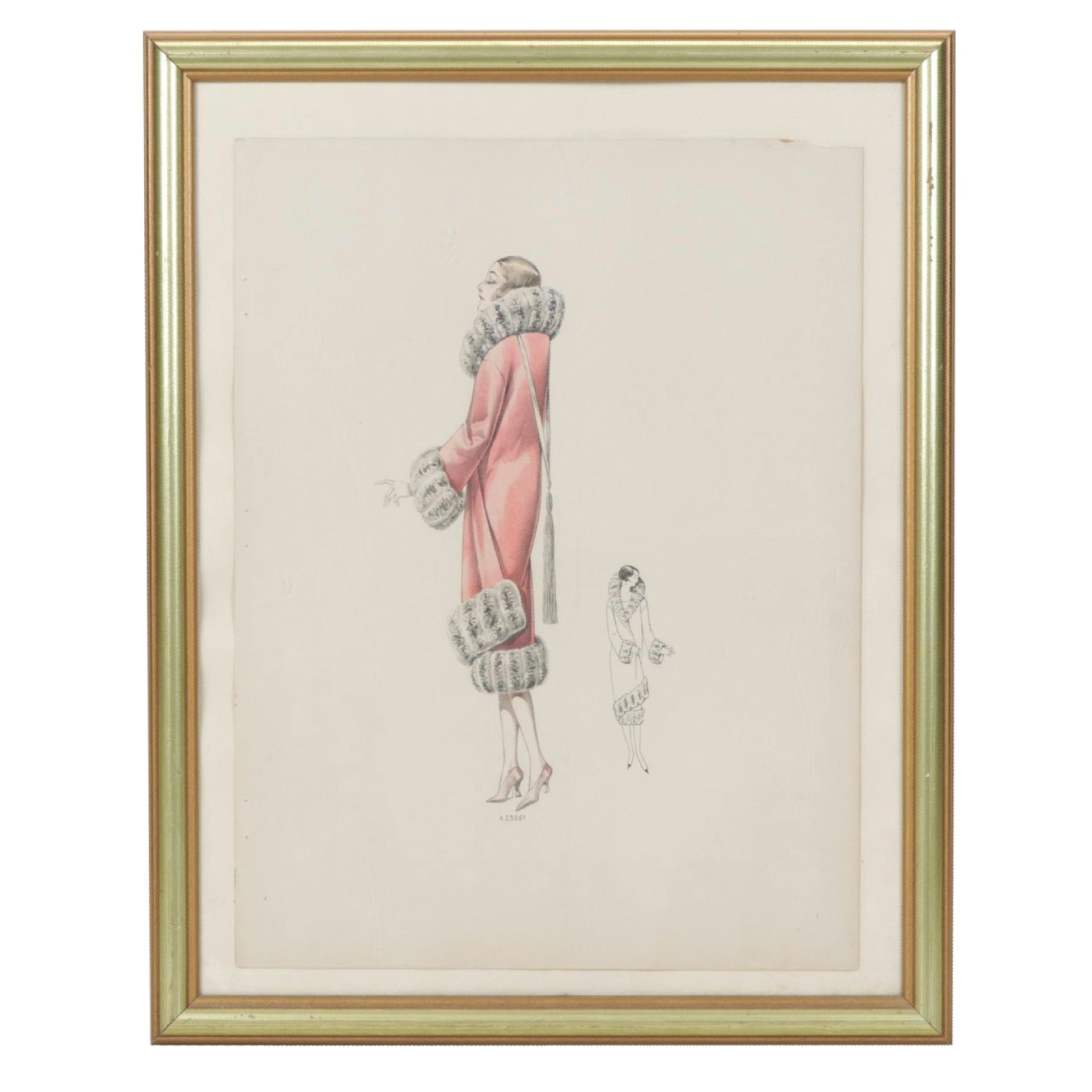 Hand-Colored Lithograph of French Fashions from "Beaux-Arts de Modes," 1920s