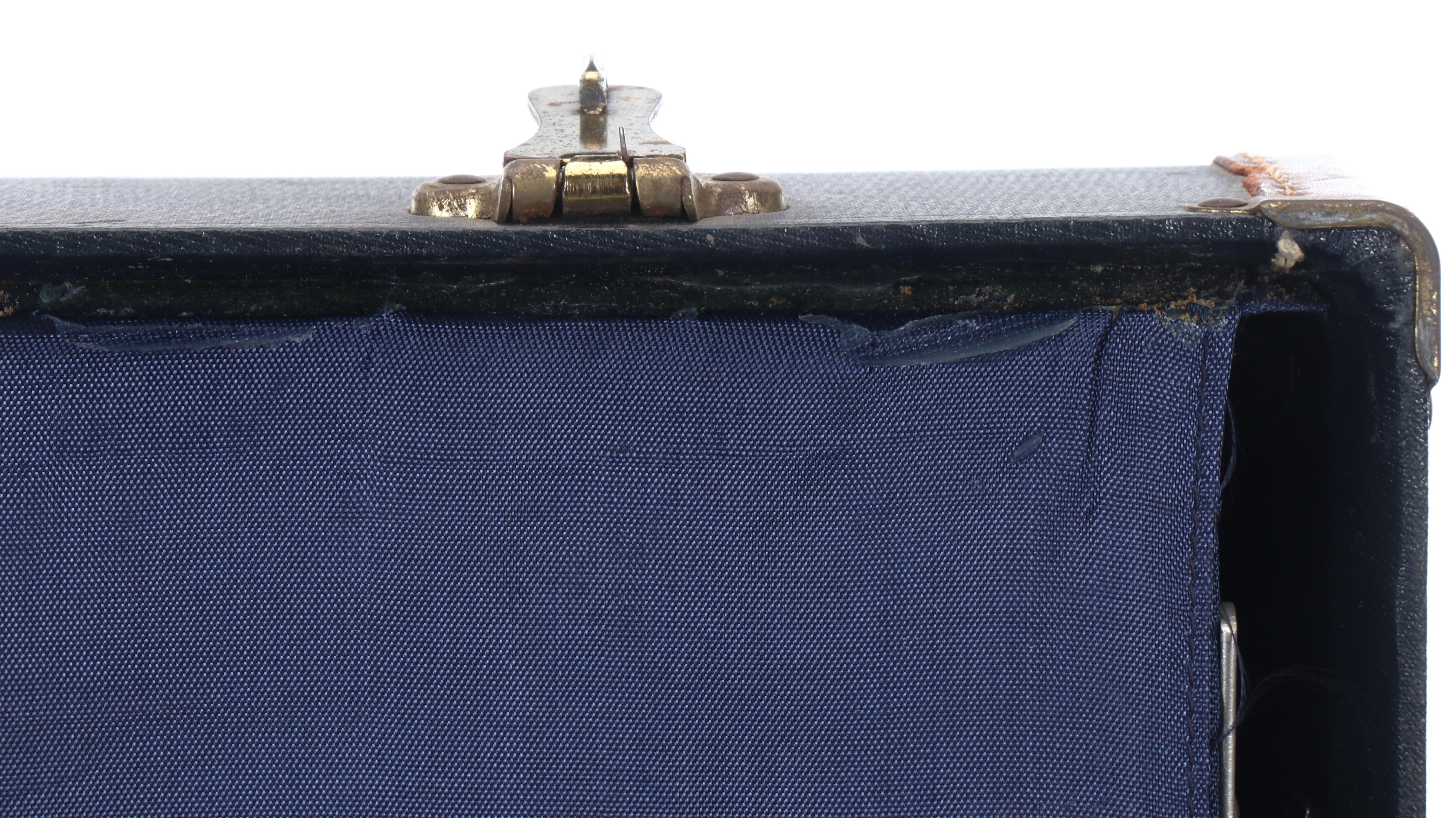 Collection of Leather-Trimmed Wood Handle Hardside Suitcases and Vanity Bag