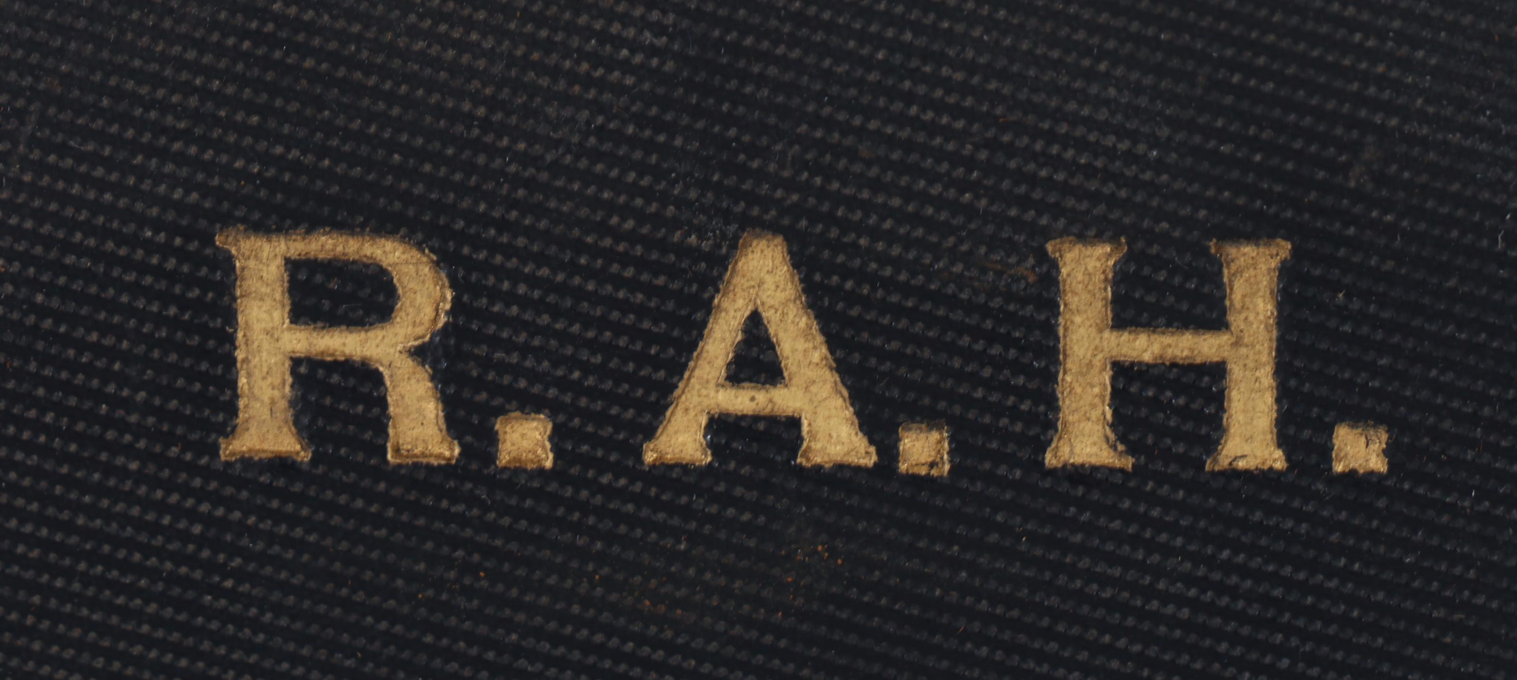 Collection of Leather-Trimmed Wood Handle Hardside Suitcases and Vanity Bag