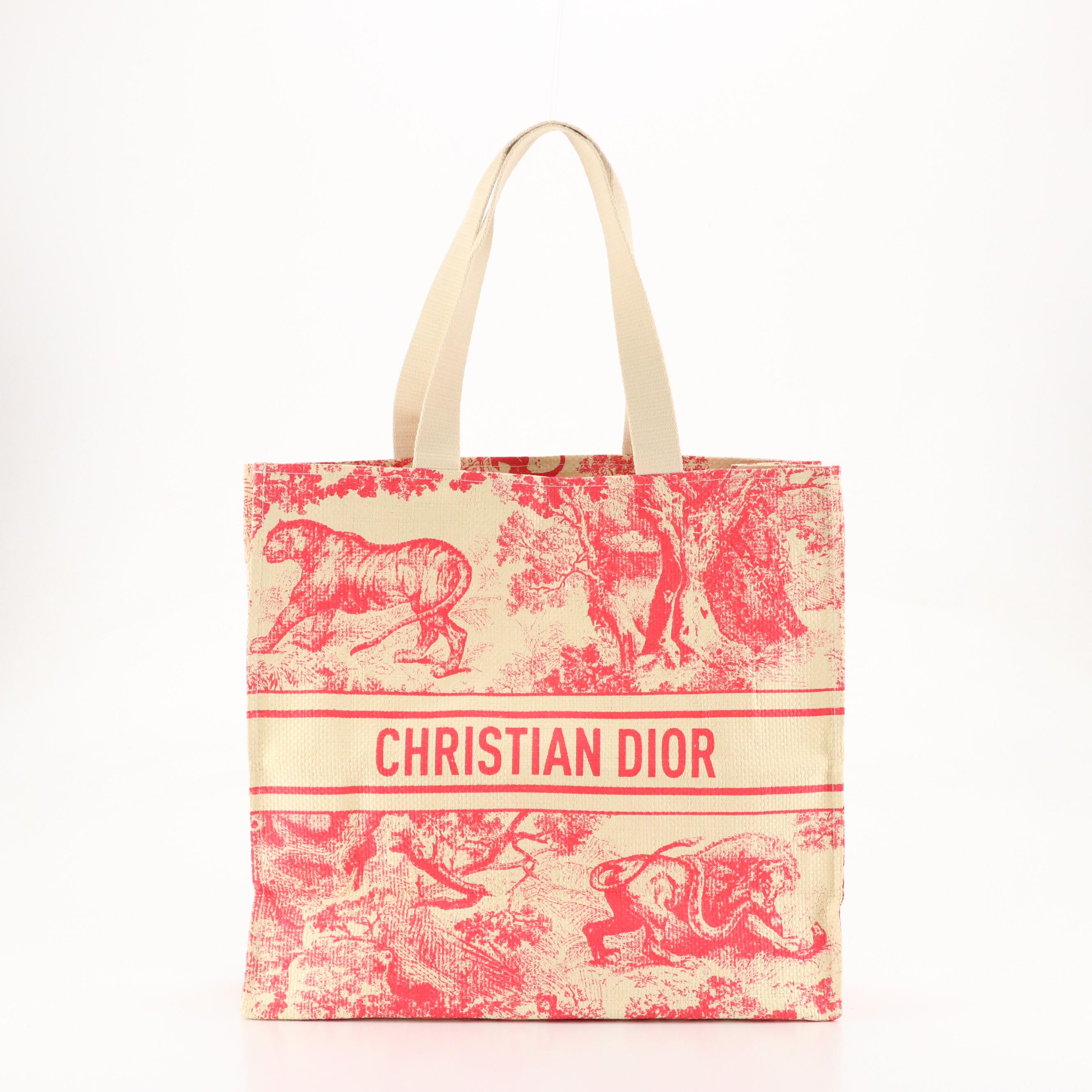 Christian Dior Promotional Pink Dioriviera Woven Paper Straw Shopper Tote