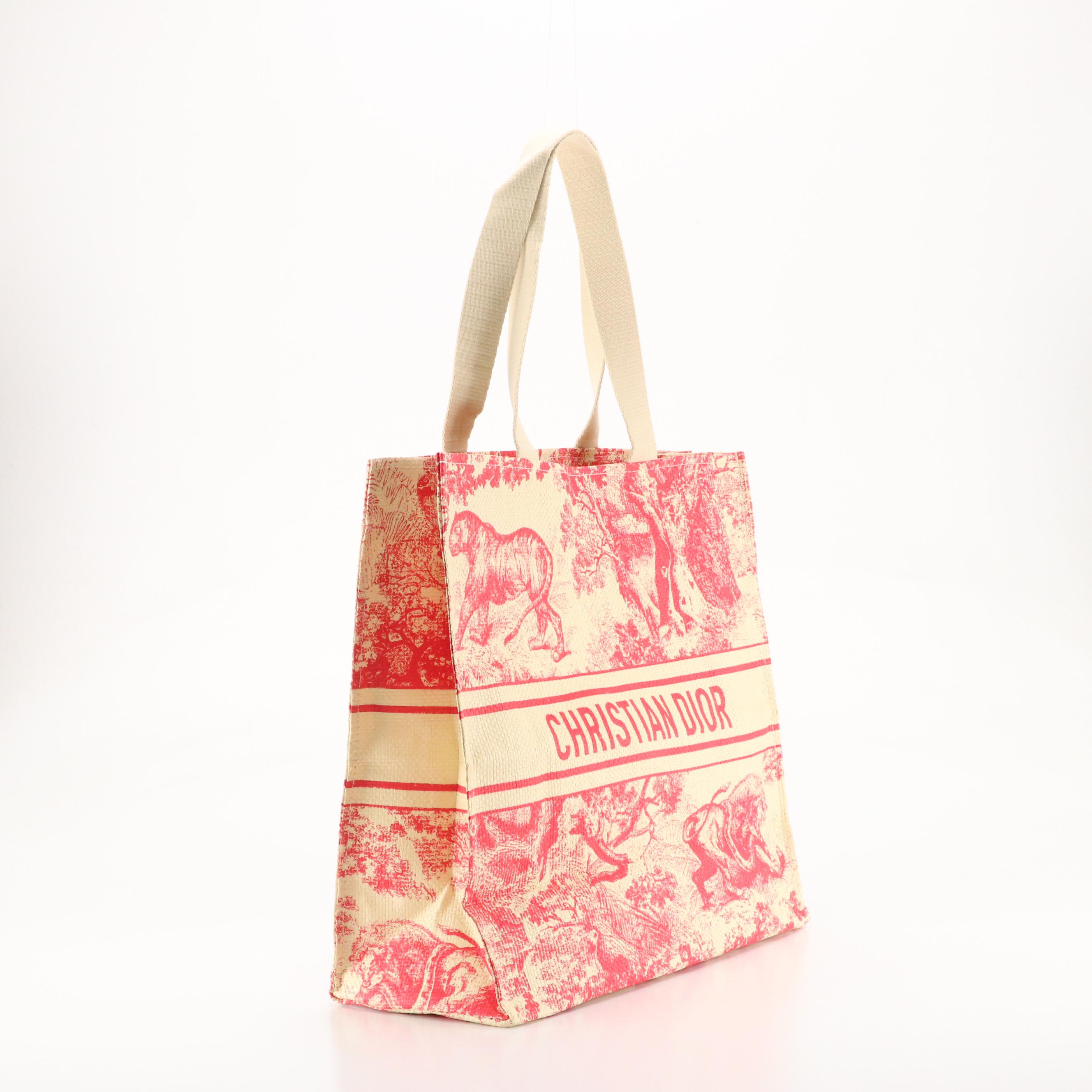 Christian Dior Promotional Pink Dioriviera Woven Paper Straw Shopper Tote