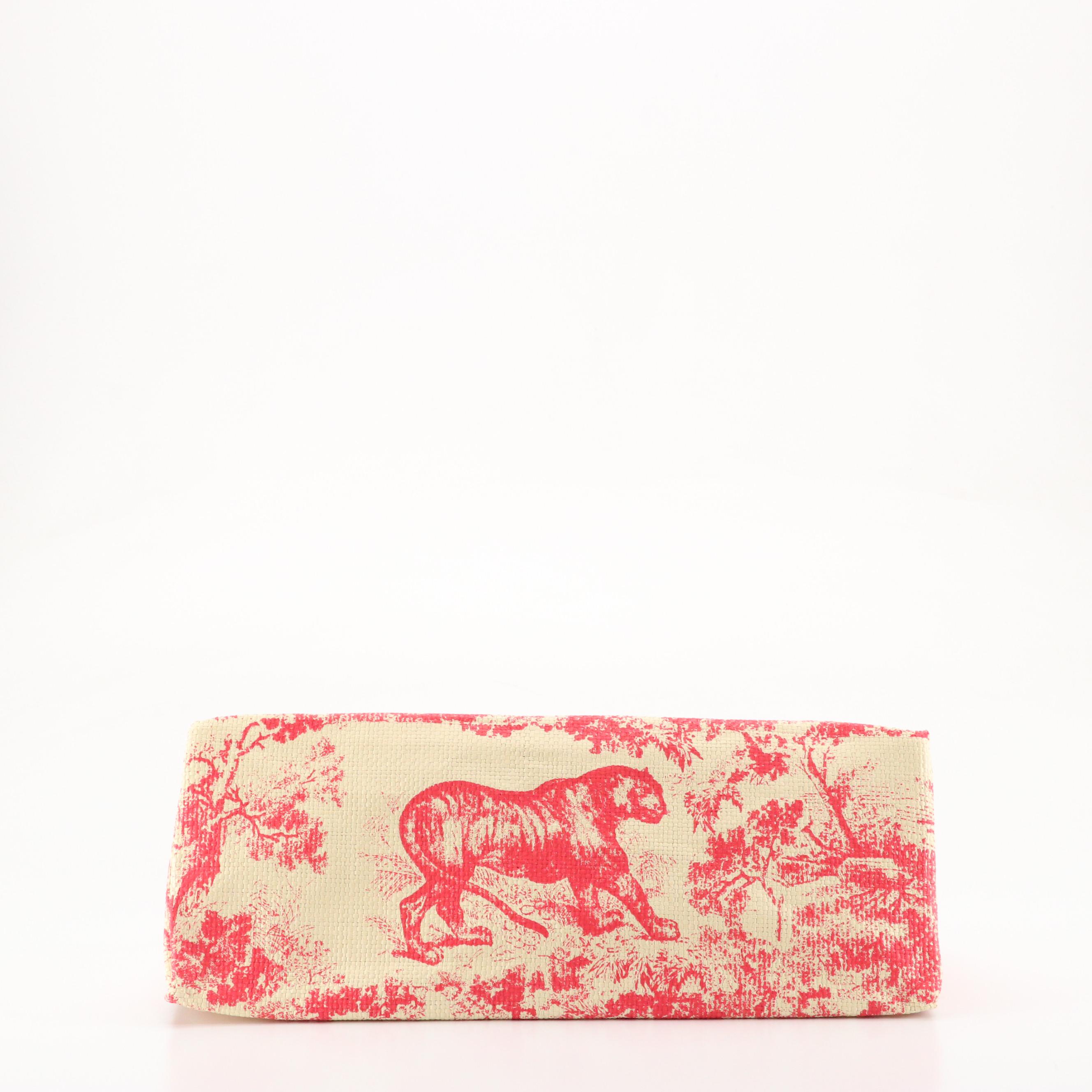 Christian Dior Promotional Pink Dioriviera Woven Paper Straw Shopper Tote