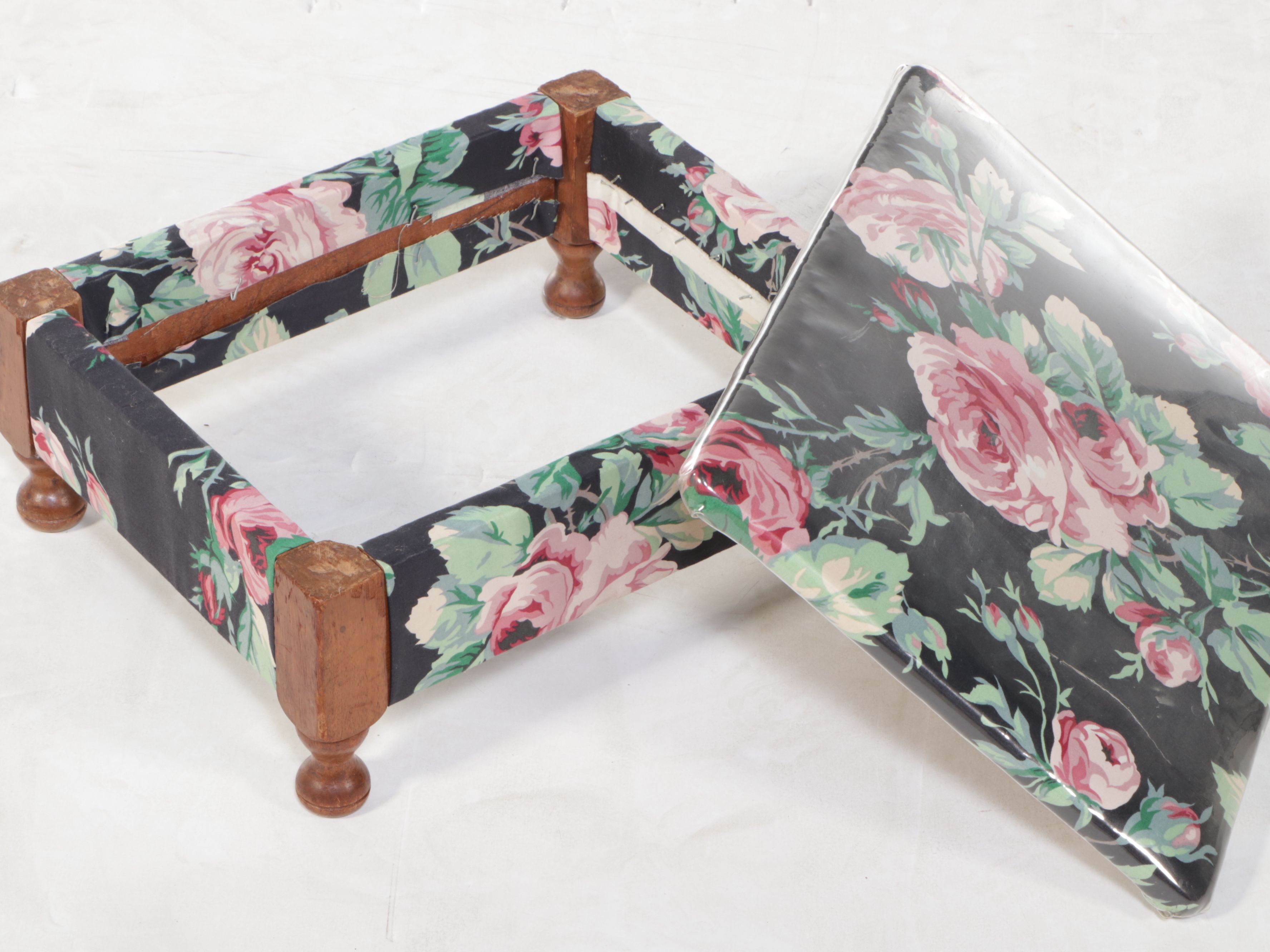 William and Mary Style Turned Maple Armchair and Footstool